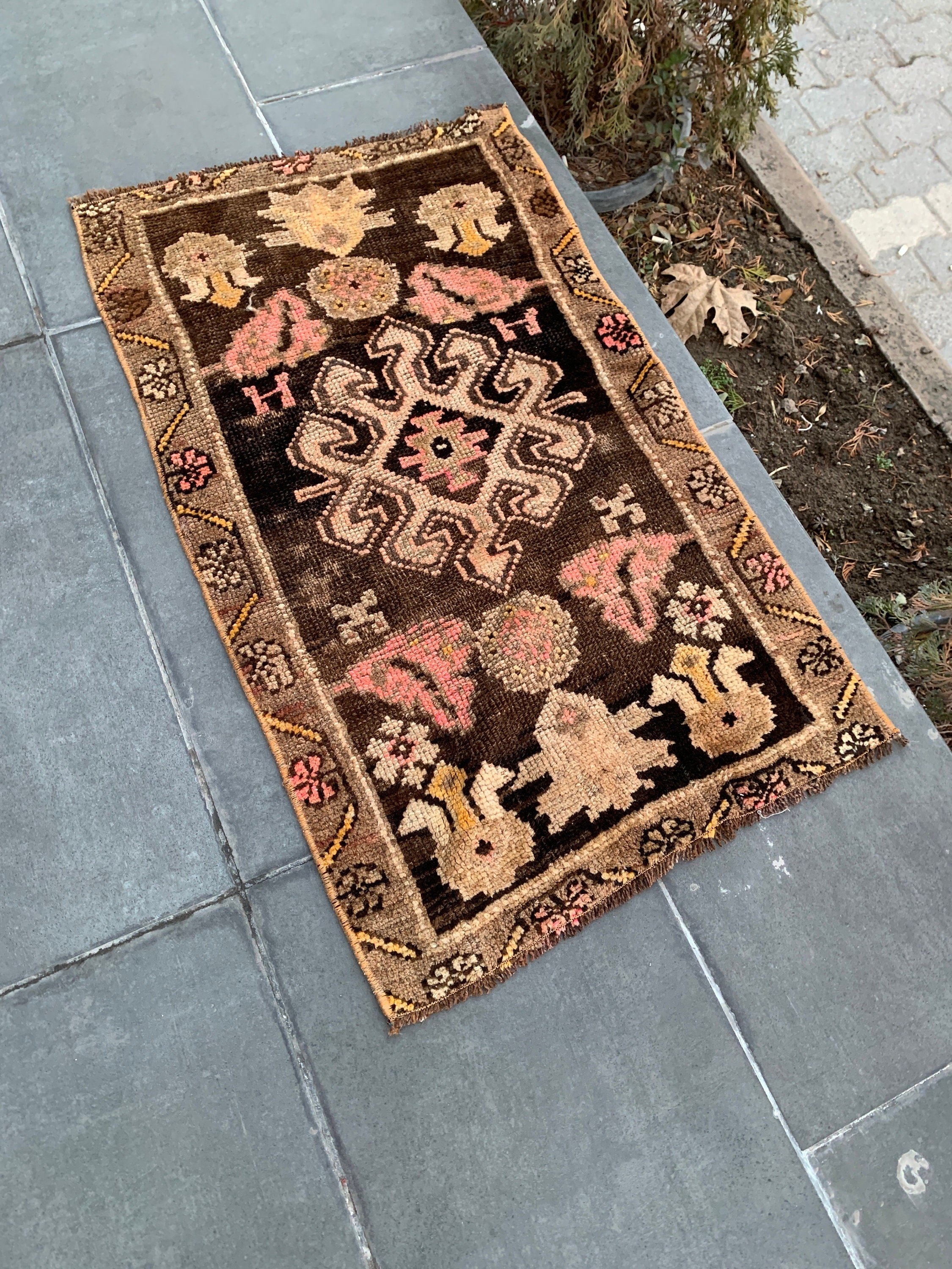 Old Rug, Kitchen Rugs, Vintage Rug, Turkish Rug, Wall Hanging Rug, Oriental Rug, Beige  1.7x2.9 ft Small Rugs, Home Decor Rugs