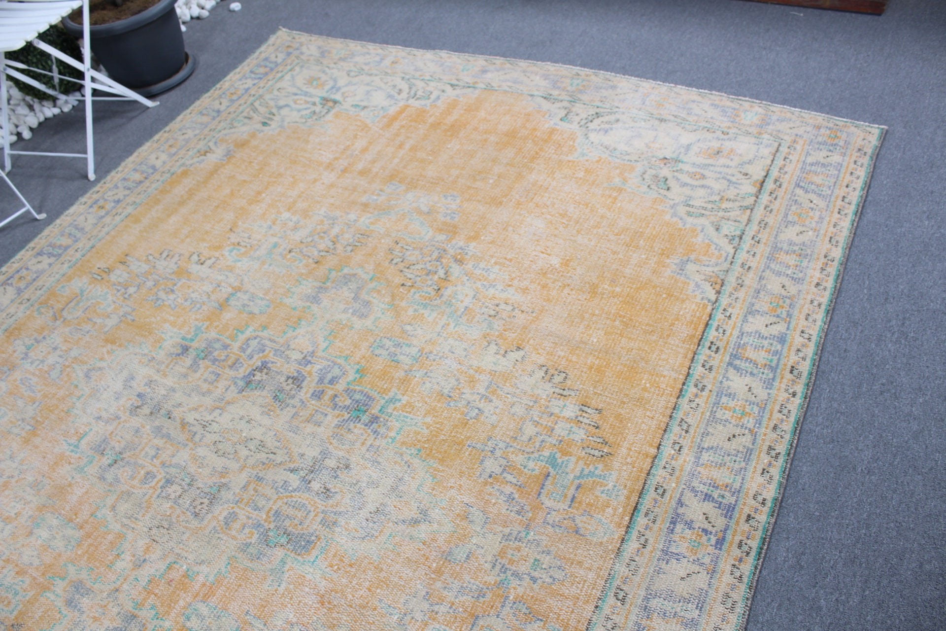 Salon Rugs, Rugs for Salon, 6.8x10 ft Large Rug, Vintage Rugs, Dining Room Rug, Yellow Antique Rug, Kitchen Rugs, Bedroom Rug, Turkish Rug