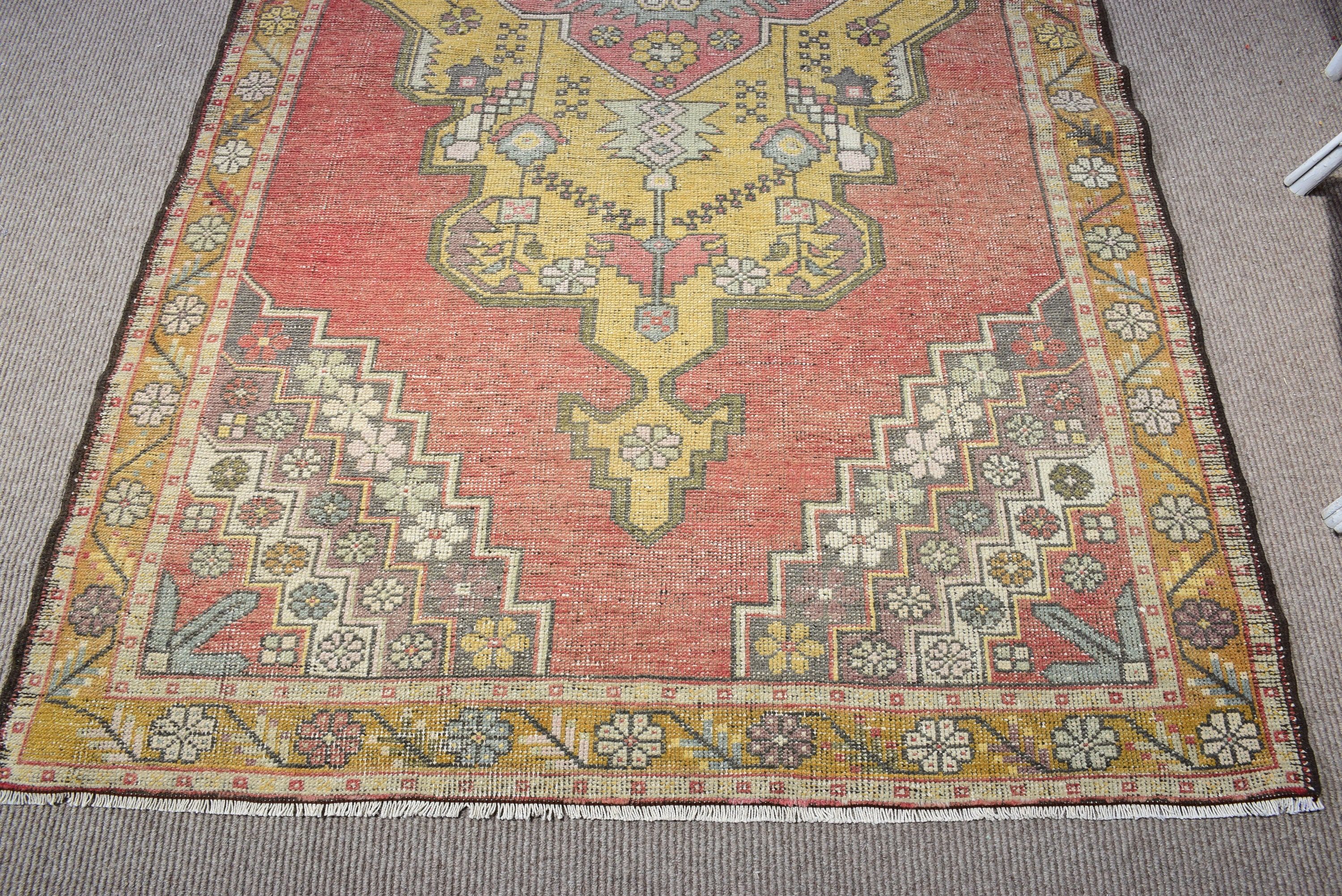 Rugs for Boho Area, Kitchen Rugs, Antique Rugs, Indoor Rug, Turkish Rugs, Floor Rug, 4.6x8.6 ft Area Rugs, Vintage Rug, Red Moroccan Rug