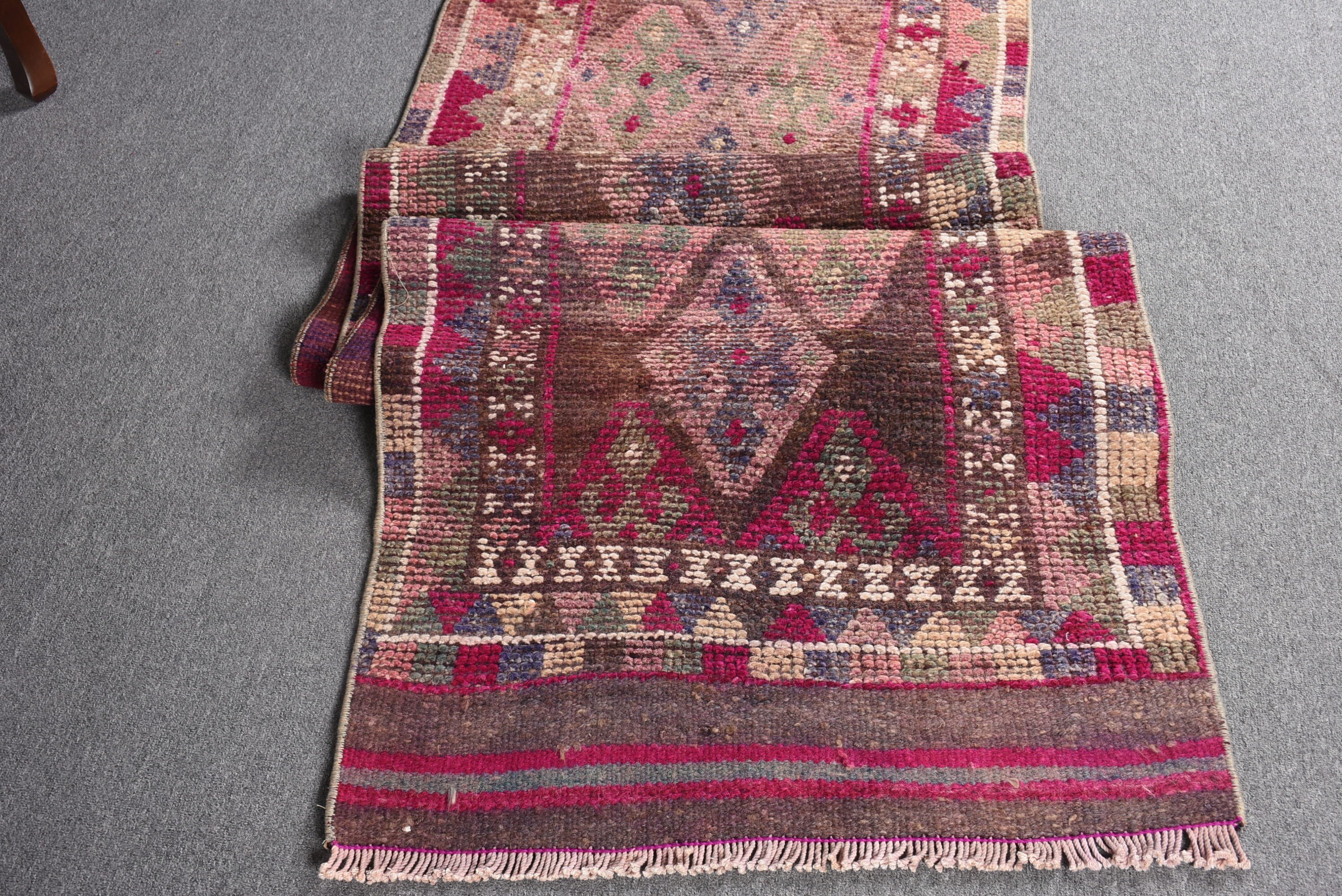 Purple Bedroom Rugs, Rugs for Kitchen, Stair Rug, Cool Rugs, 2.6x11.7 ft Runner Rugs, Antique Rug, Vintage Rugs, Turkish Rug, Corridor Rug