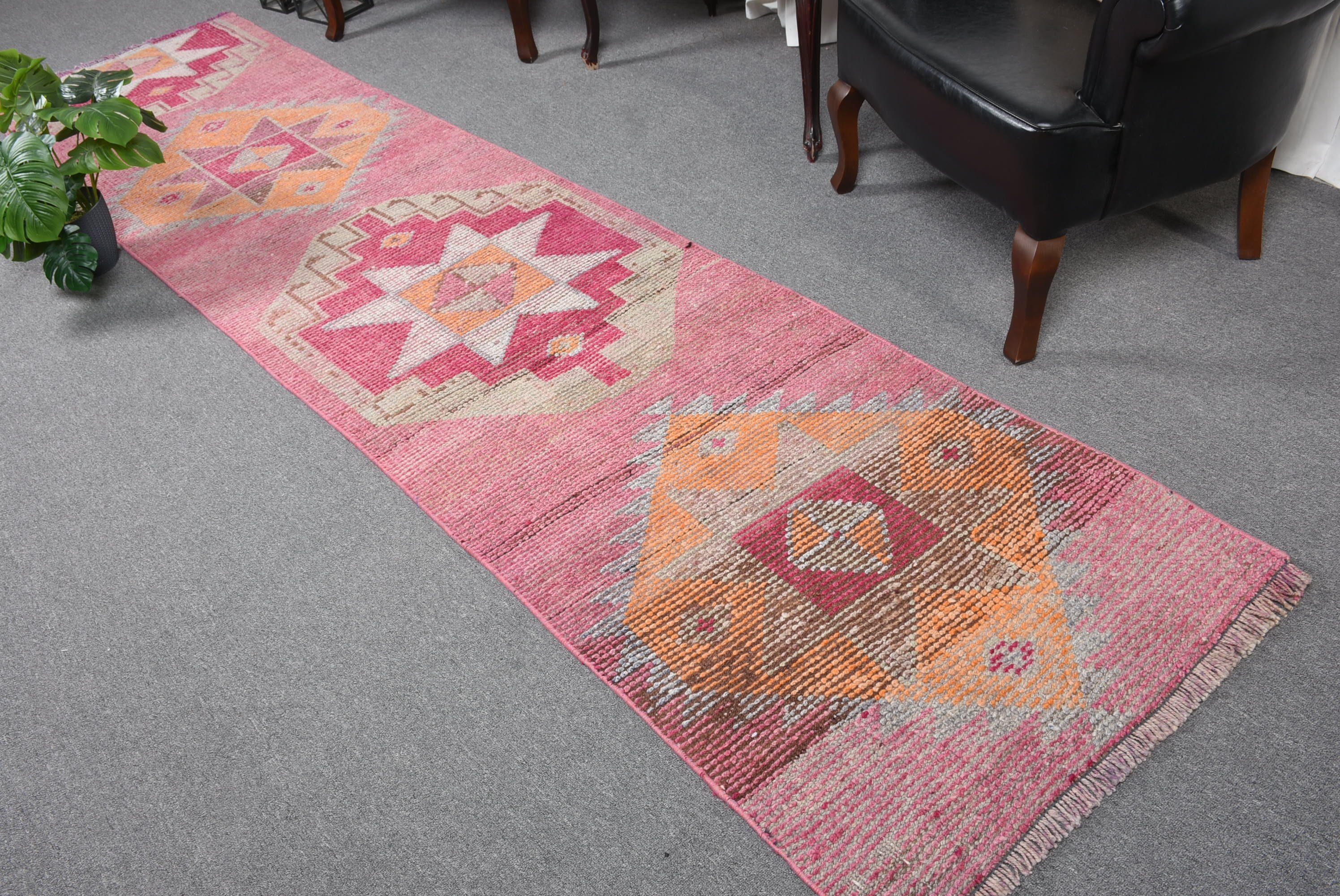 Pink Moroccan Rug, Stair Rug, Floor Rug, 2.7x11.4 ft Runner Rug, Rugs for Hallway, Vintage Rugs, Turkish Rug, Kitchen Rug, Corridor Rug