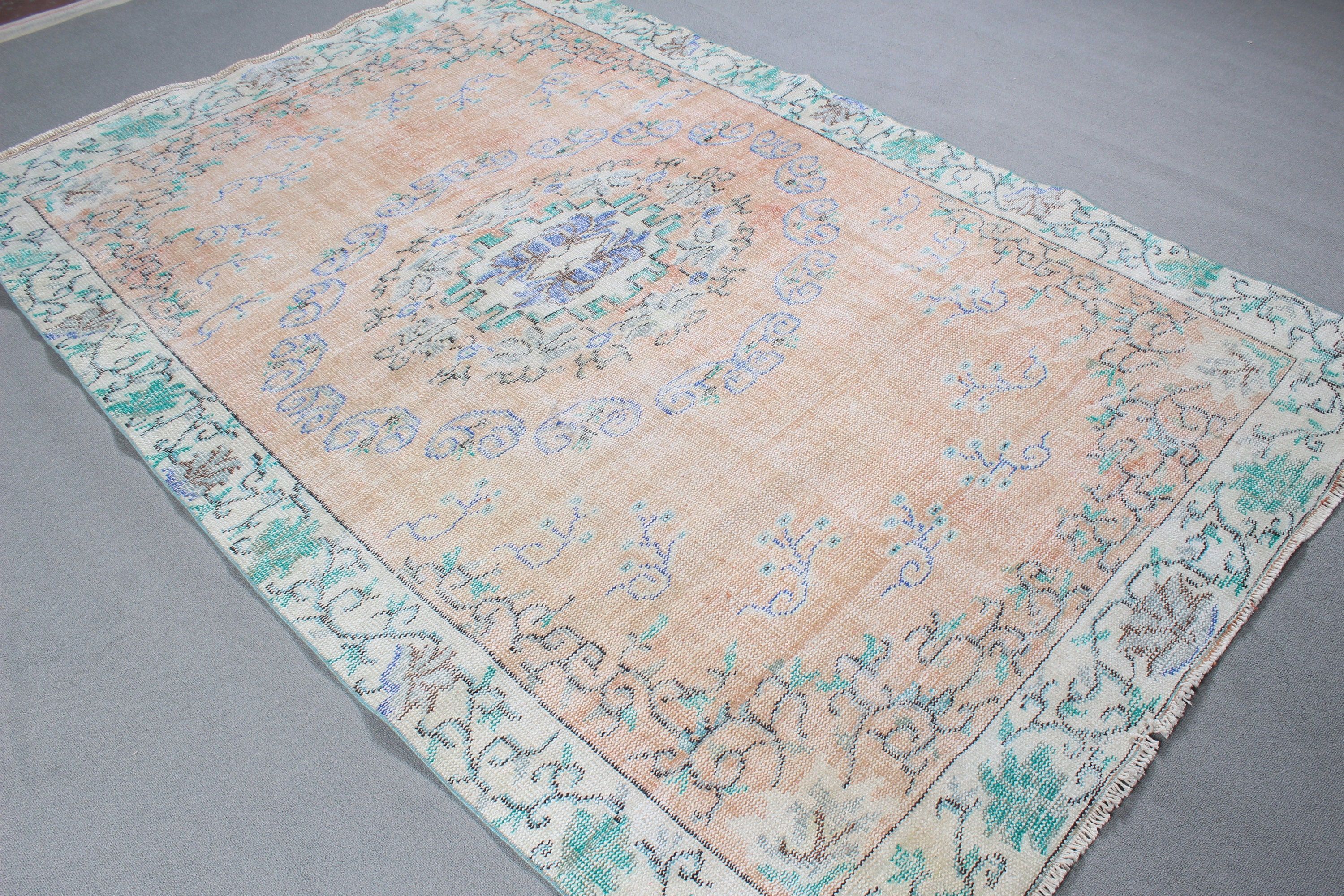 Yemek Odası Halıları, Türk Halıları, Oturma Odası Halısı, Vintage Halılar, Modern Halılar, Turuncu 5.6x8.3 ft Büyük Halı, Mutfak Halıları