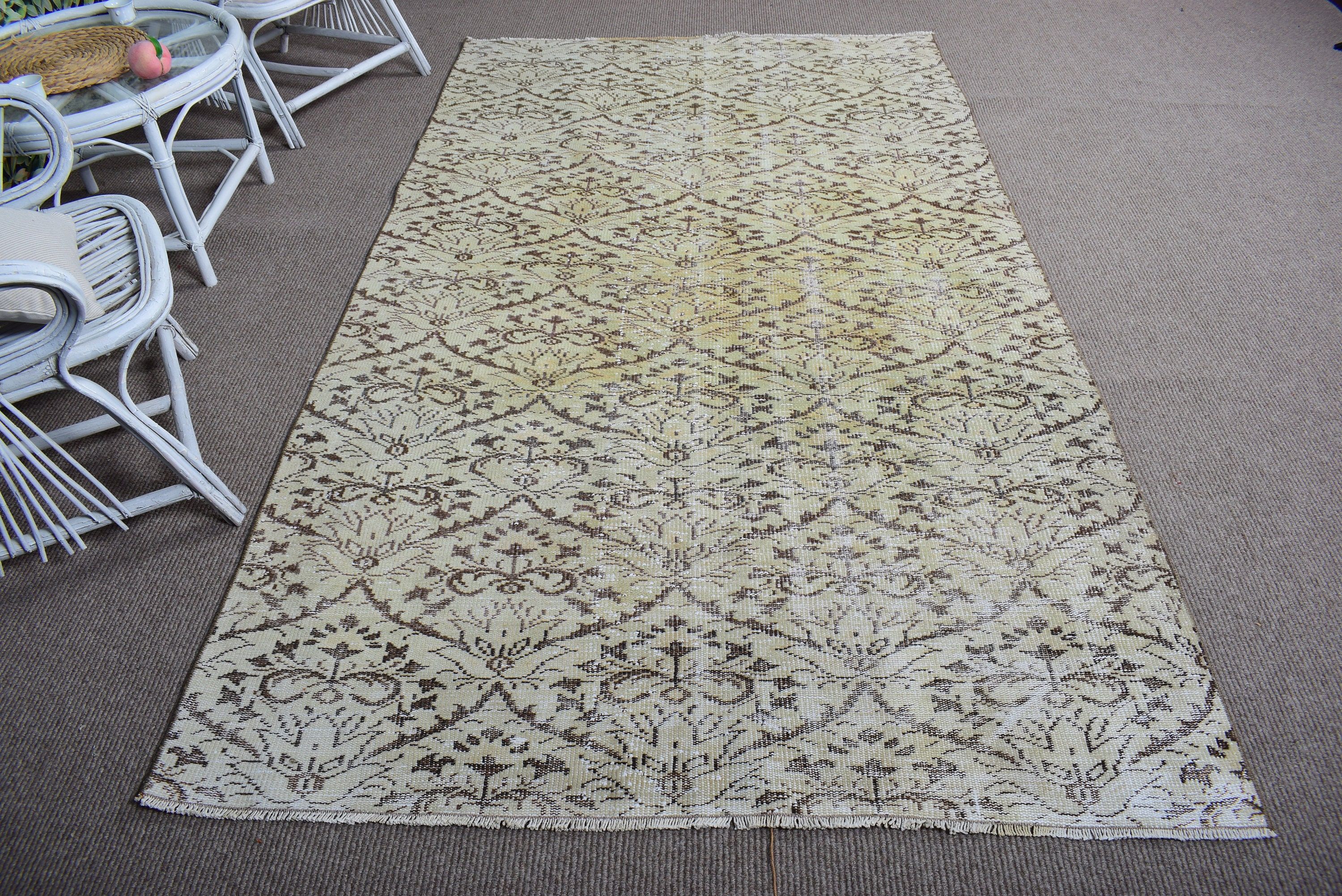 Aztek Halıları, Yeşil Geometrik Halılar, Salon Halısı, Oturma Odası Halısı, Boho Halıları, Vintage Halılar, 4.9x8.7 ft Büyük Halı, Türk Halısı