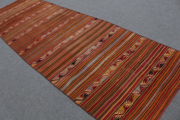 Home Decor Rug, Vintage Rugs, 4.1x12.6 ft Runner Rug, Corridor Rug, Kitchen Rug, Red Bedroom Rugs, Office Rug, Kilim, Turkish Rug, Cool Rug