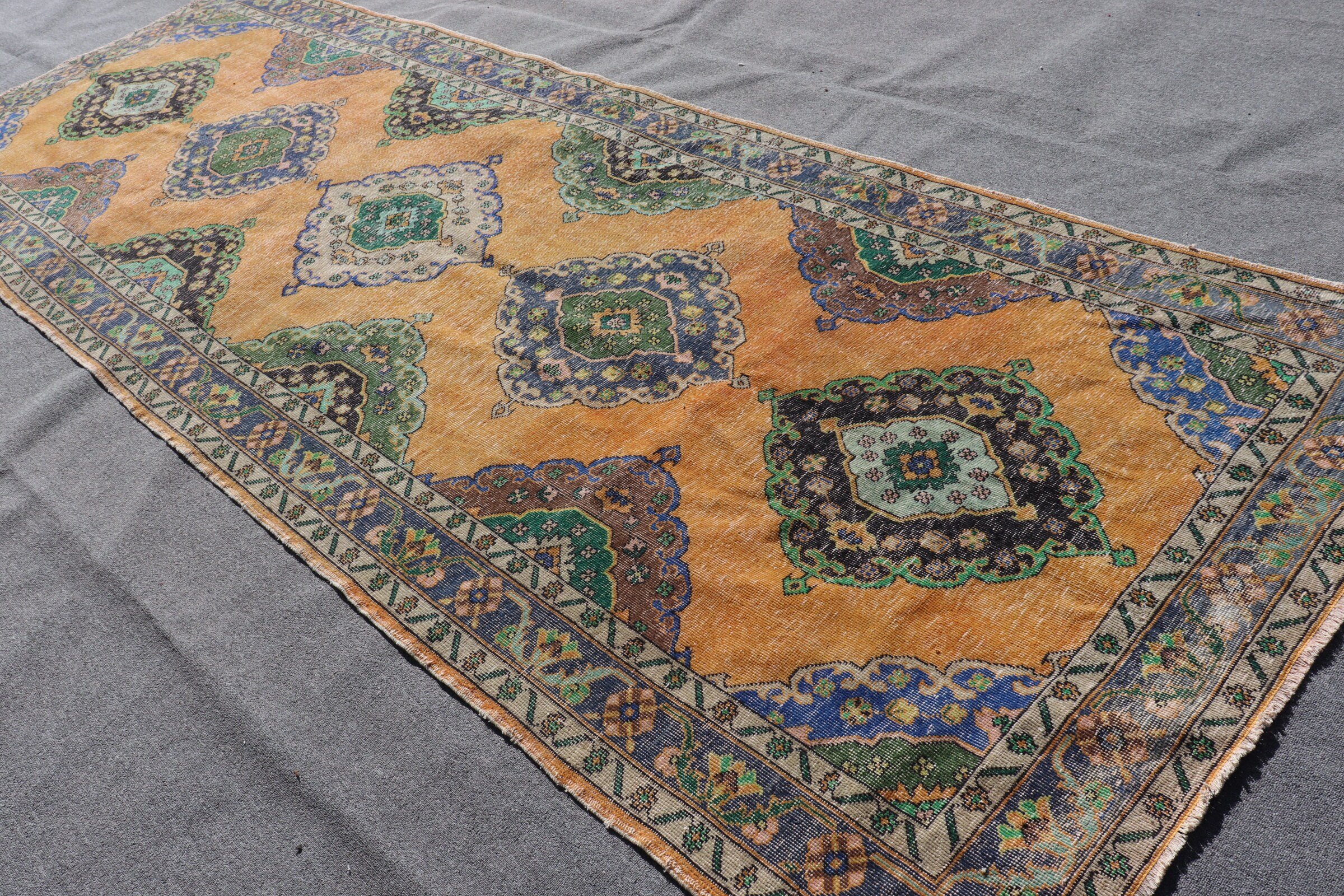 Moroccan Rug, Vintage Rugs, Boho Rug, 4.9x13.3 ft Runner Rug, Rugs for Stair, Hallway Rug, Orange Oushak Rugs, Anatolian Rugs, Turkish Rugs