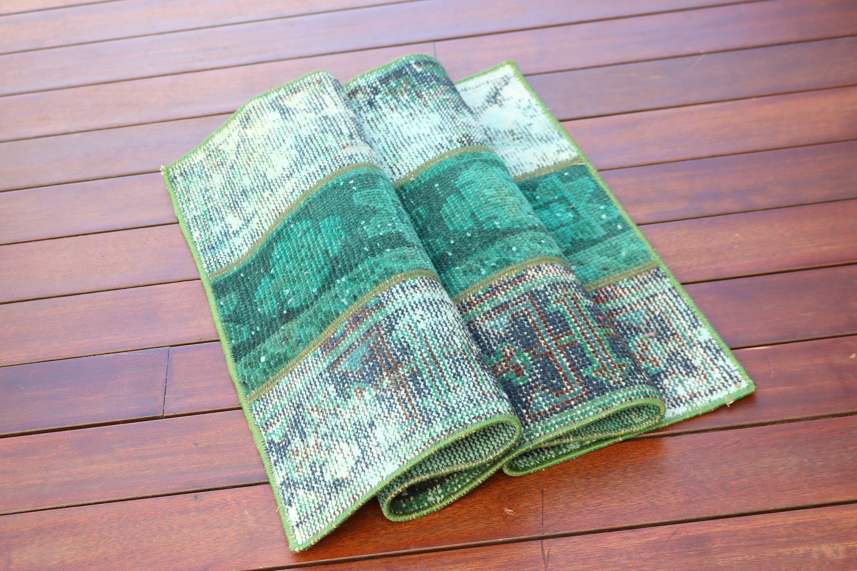 Vintage Rugs, Entry Rugs, Turkish Rug, Ethnic Rugs, Anatolian Rugs, Green  1.9x3.6 ft Small Rug, Small Area Rugs, Neutral Rug