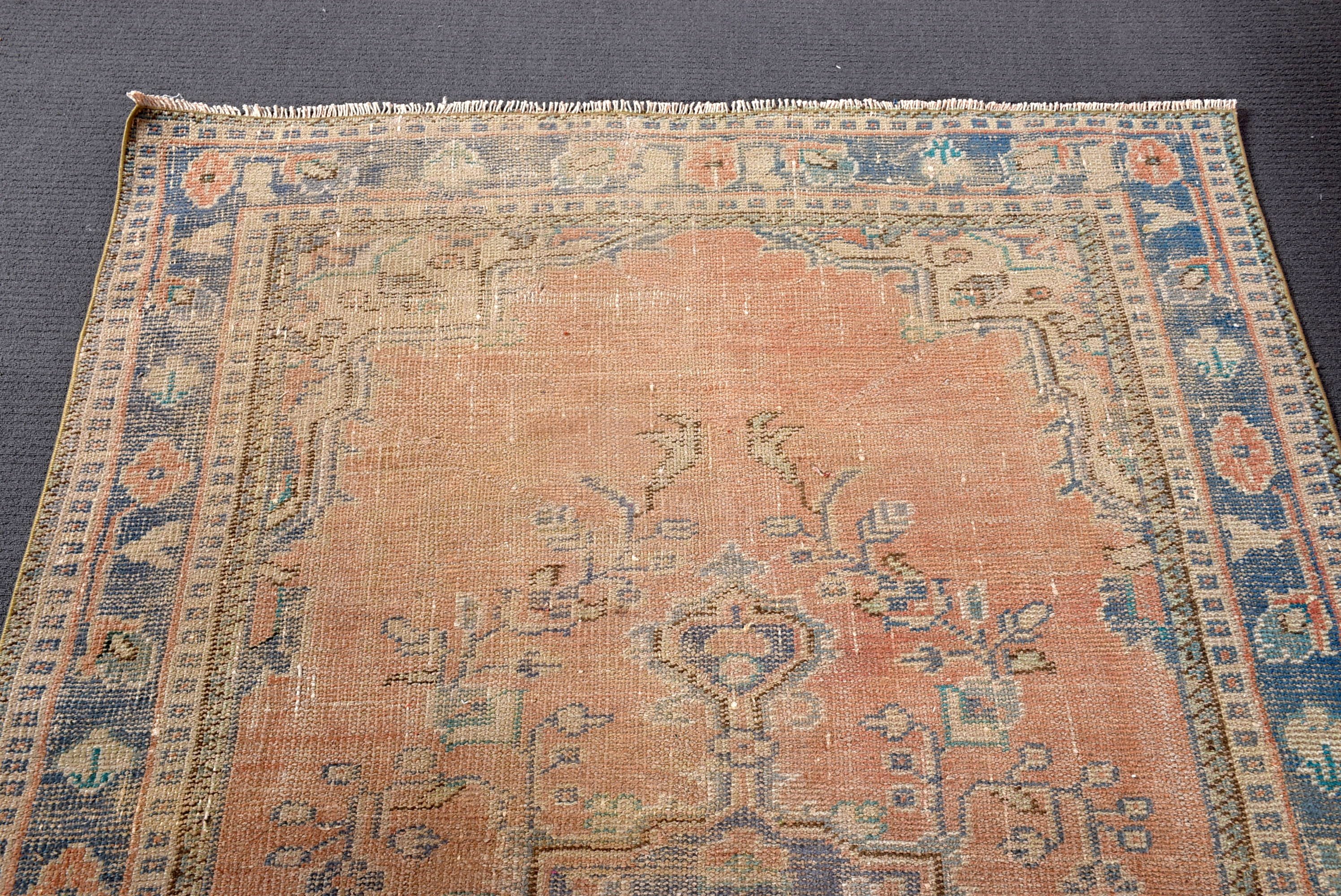 4.5x7.3 ft Area Rug, Dining Room Rug, Turkish Rugs, Organic Rugs, Neutral Rugs, Vintage Rugs, Orange Wool Rugs, Statement Rug, Bedroom Rugs