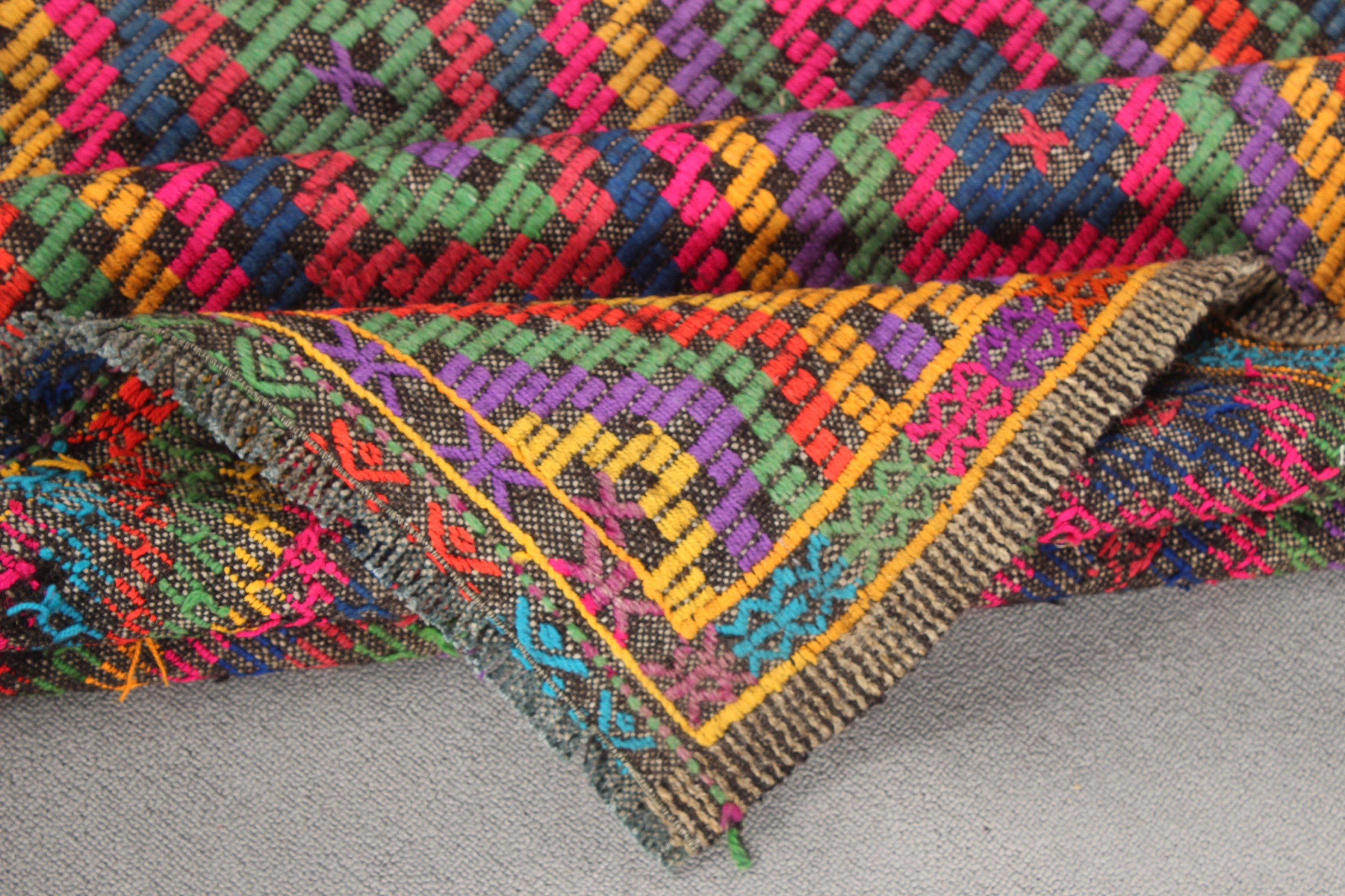 Düz Dokuma Halılar, Türk Halısı, Vintage Halılar, Oryantal Halı, 6,6x8,5 ft Büyük Halı, Gökkuşağı Ev Dekor Halısı, Kilim, Egzotik Halı, Büyük Oushak Halısı