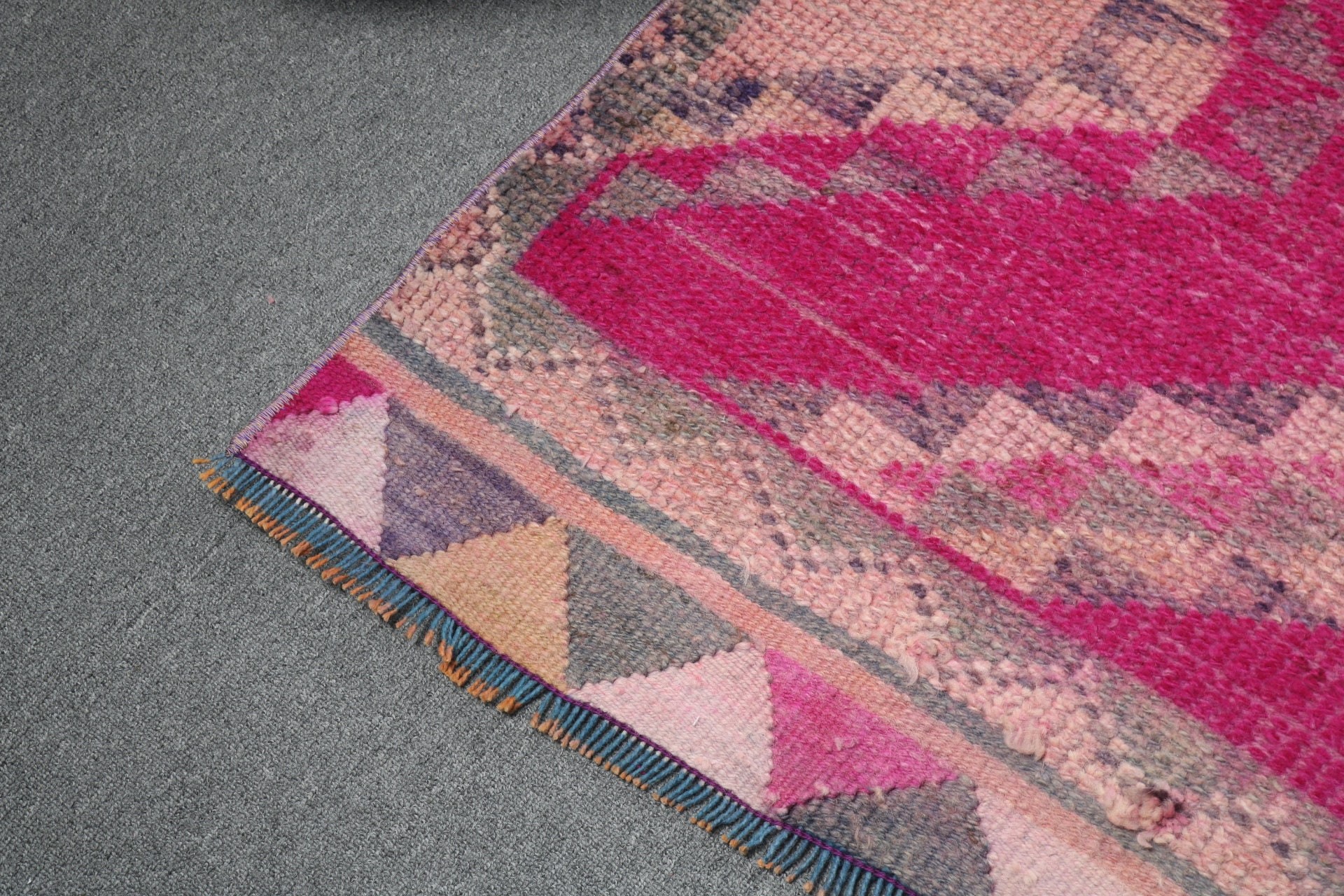 Geometric Rug, 3.3x11.7 ft Runner Rug, Anatolian Rug, Pink Moroccan Rug, Corridor Rug, Vintage Rug, Long Runner Rug, Turkish Rug, Floor Rug