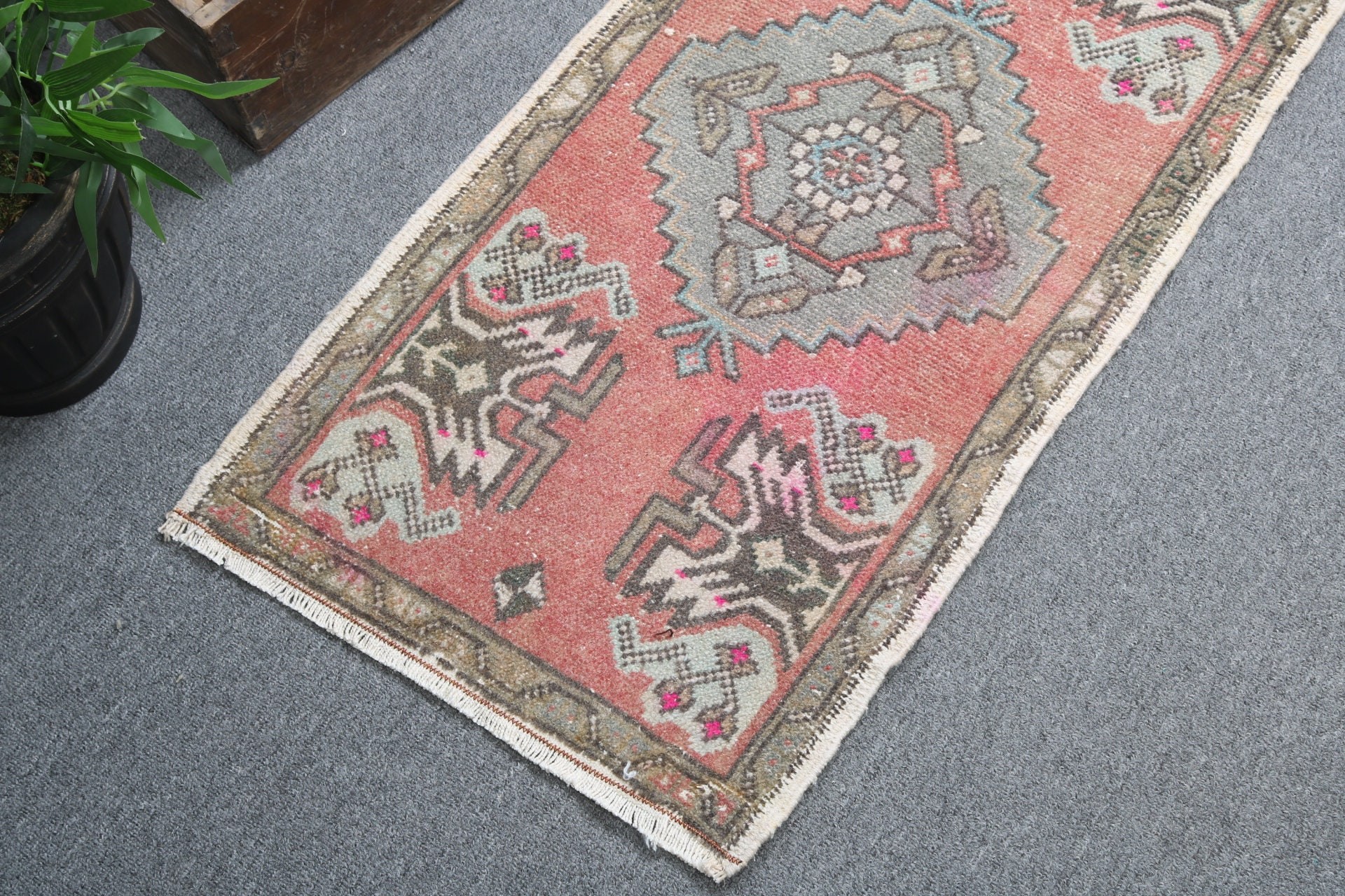 Neutral Rug, Wall Hanging Rug, Bathroom Rug, Red Floor Rugs, Rugs for Bedroom, 1.5x3 ft Small Rug, Vintage Rug, Turkish Rug, Handwoven Rug