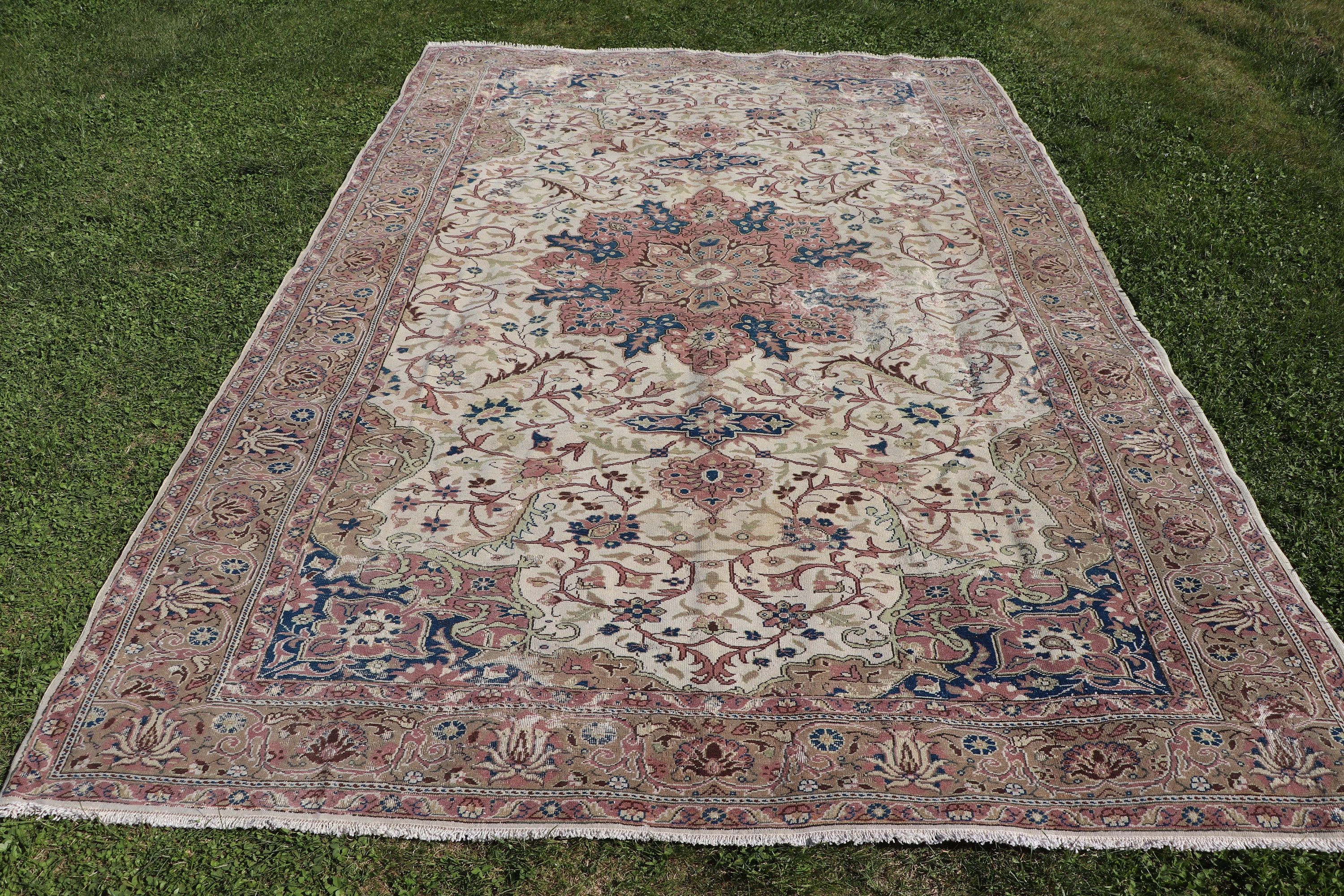 Vintage Halılar, El Dokuma Halılar, 6.5x9.8 ft Büyük Halı, Türk Halısı, Pembe Açıklama Halıları, Lüks Halı, Büyük Vintage Halılar, Büyük Boho Halıları