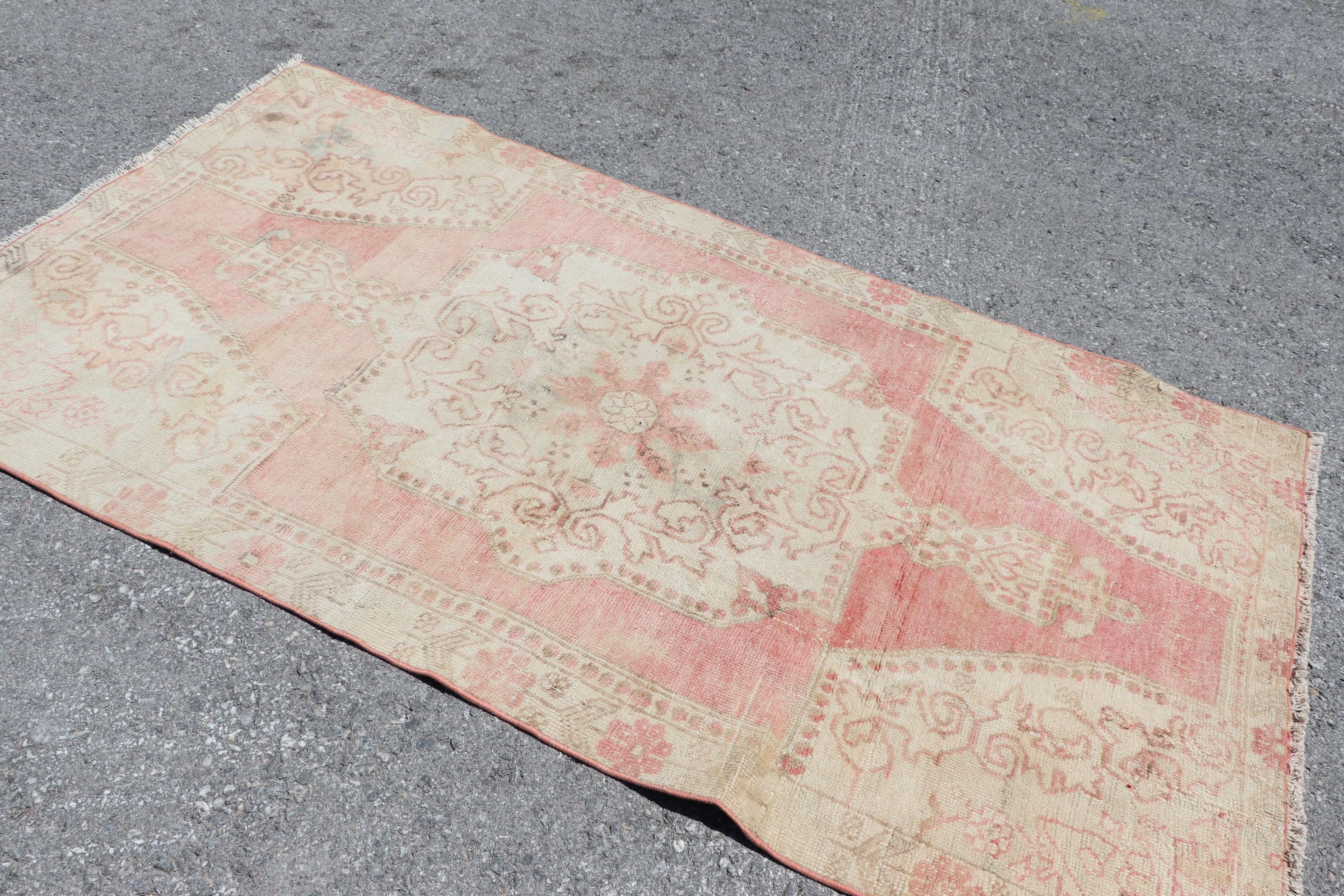 Kitchen Rug, Oushak Rug, Turkish Rug, Vintage Rugs, Pink Bedroom Rug, 3.8x7.2 ft Area Rugs, Art Rug, Floor Rug, Nursery Rug, Rugs for Floor