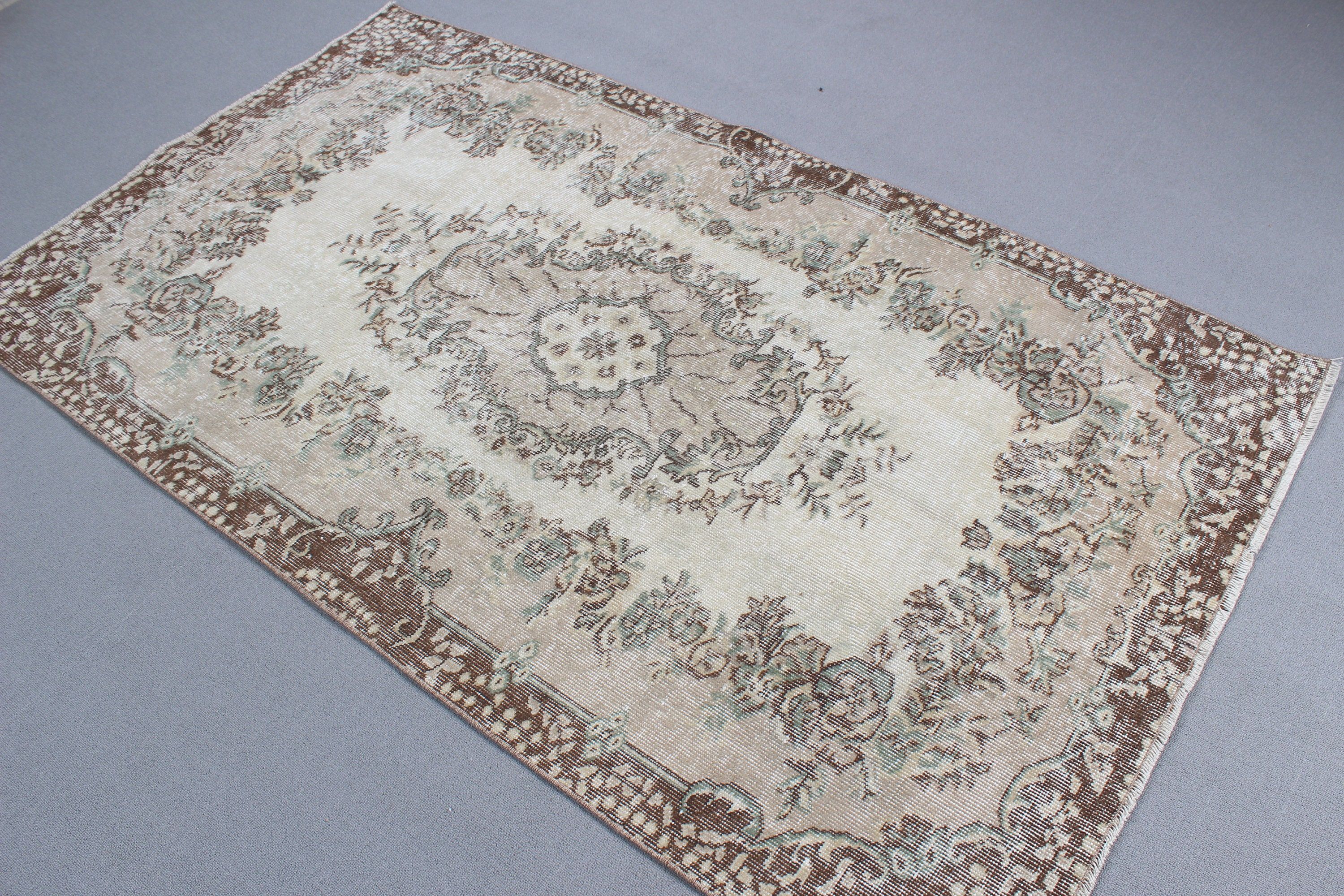 Kitchen Rugs, Dining Room Rugs, Wool Rugs, Antique Rugs, 3.8x6.6 ft Area Rugs, Artistic Rugs, Vintage Rug, Turkish Rugs, Beige Floor Rugs