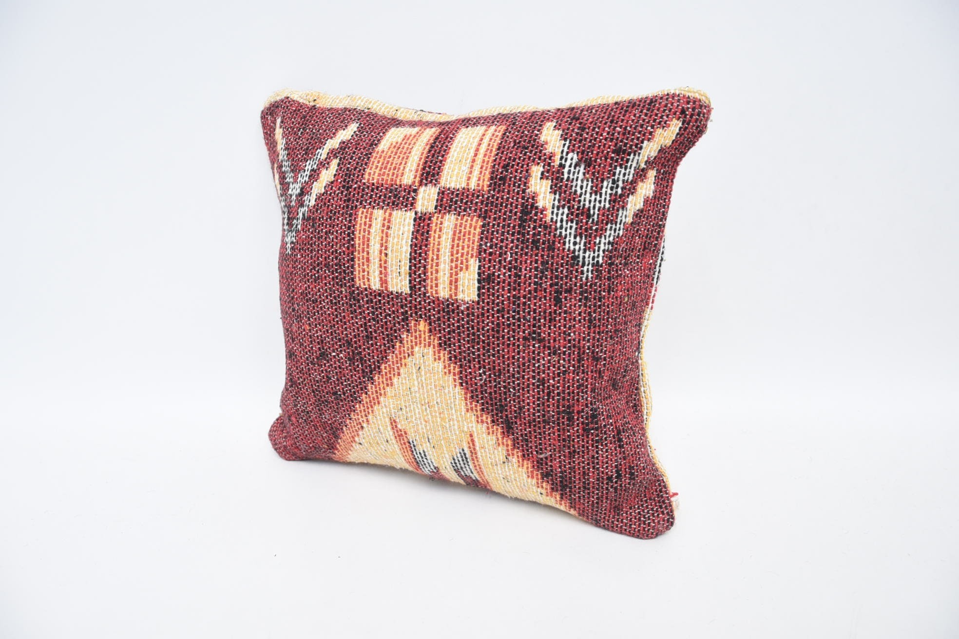 12"x12" Red Cushion Case, Pillow for Sofa, Cozy Throw Pillow Case, Ethnical Kilim Rug Pillow, Pattern Throw Cushion Cover, Boho Pillow