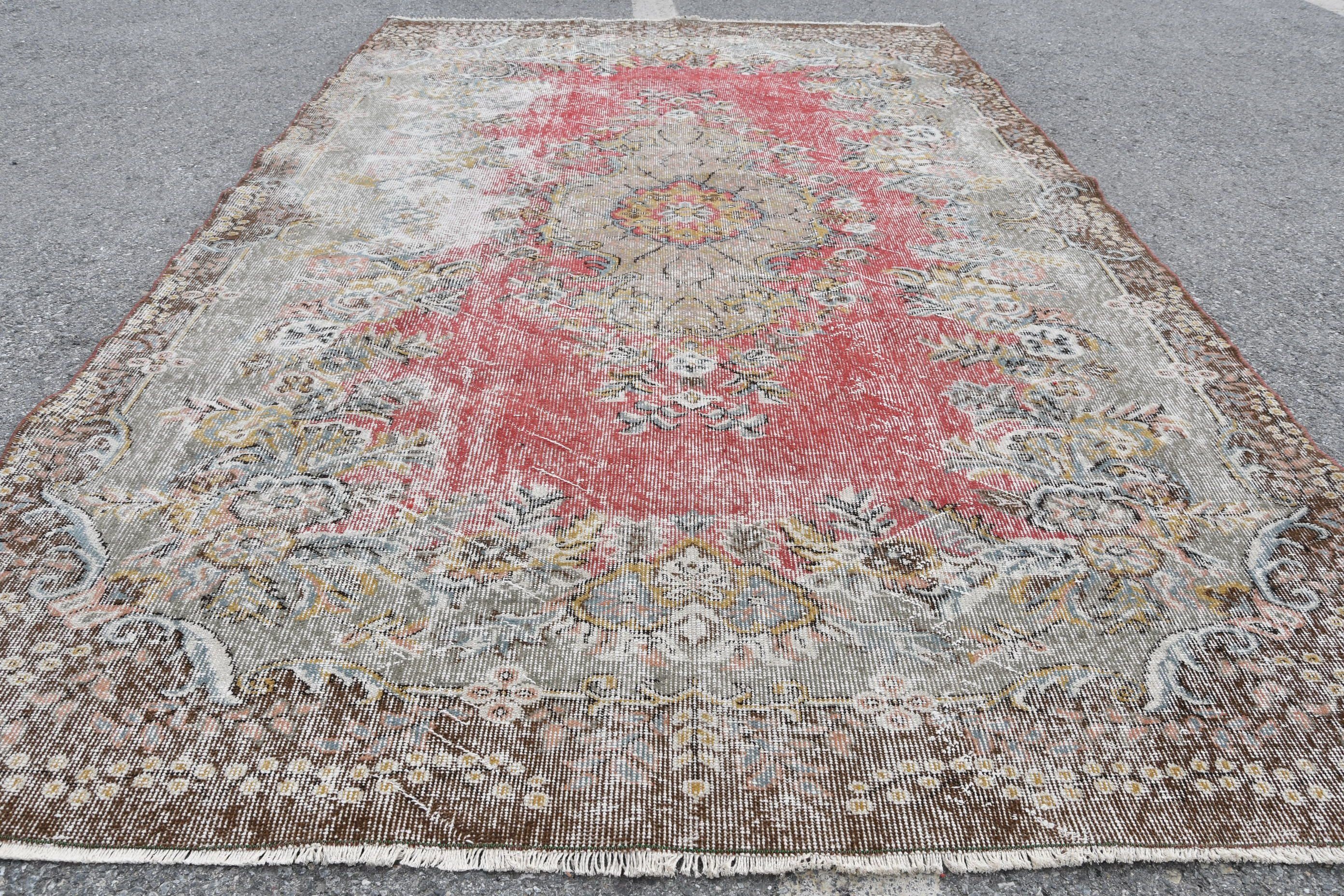 Oushak Halı, Oturma Odası Halısı, Vintage Halı, Yemek Odası Halıları, Kahverengi Oryantal Halılar, Anadolu Halısı, Sevimli Halı, Türk Halısı, 5.9x9.6 ft Büyük Halı