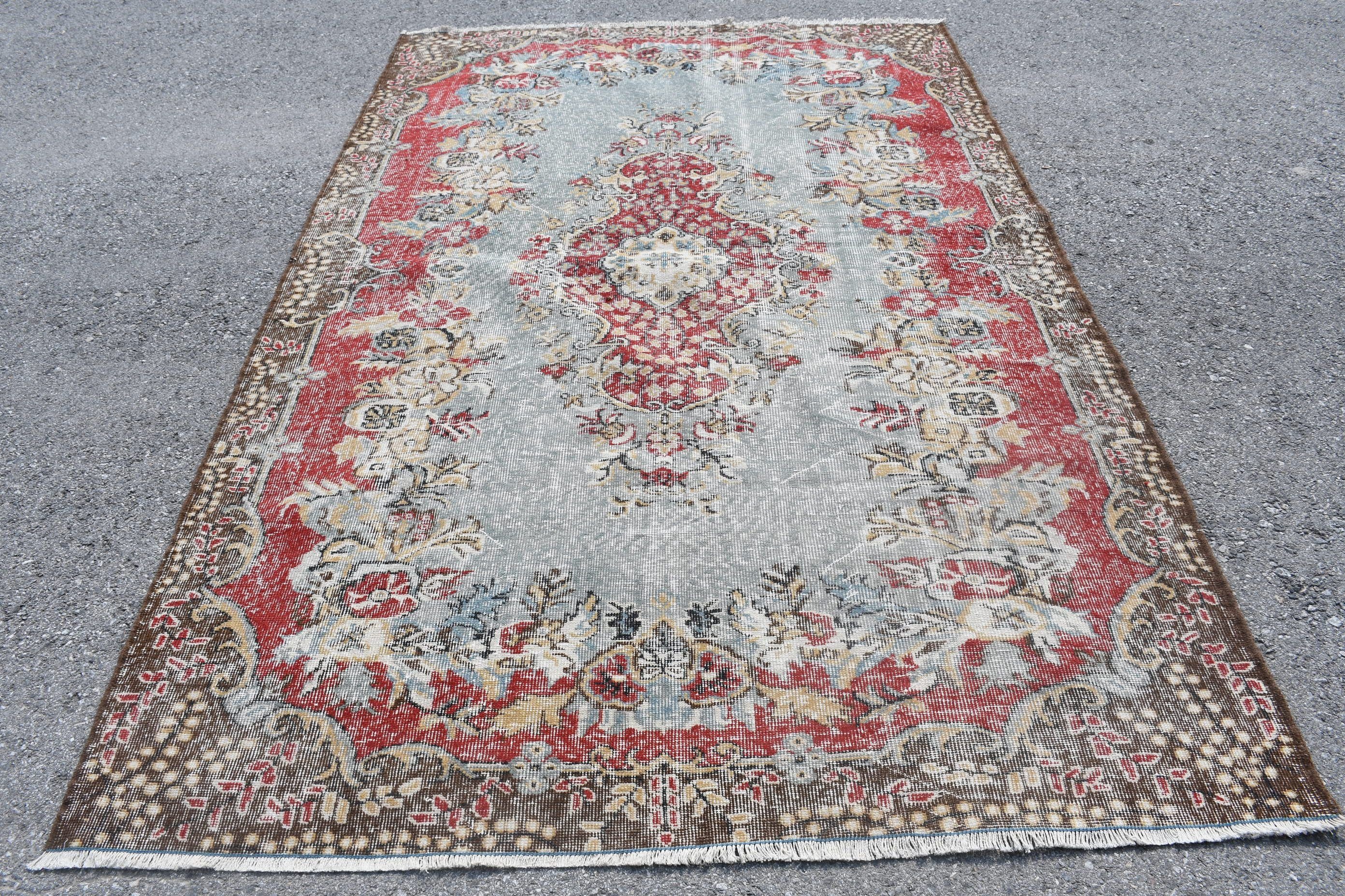 Bedroom Rug, Oushak Rugs, Living Room Rug, 5.7x8.7 ft Large Rug, Turkish Rugs, Dorm Rug, Vintage Rug, Red Home Decor Rug, Anatolian Rug