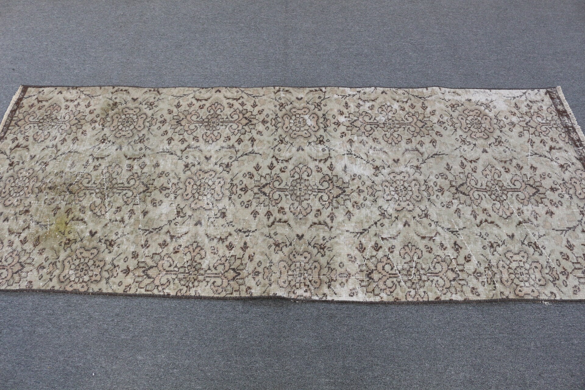 Giriş Halıları, Vintage Halılar, 2,9x7 ft Aksan Halısı, Fas Halısı, Türk Halısı, Kahverengi Yün Halısı, Oushak Halıları, Giriş Halısı, Sanat Halısı, Çocuk Halısı