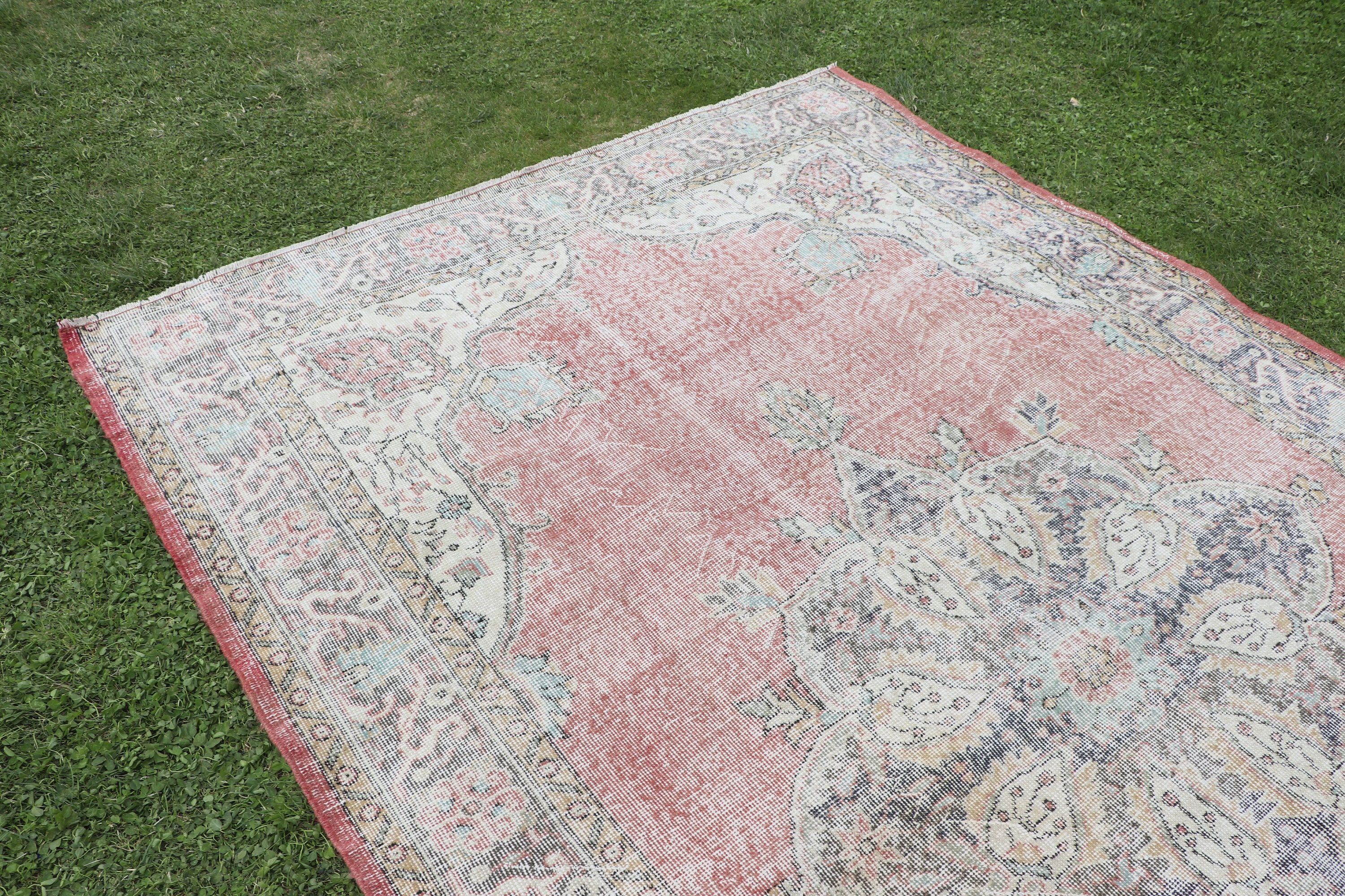 Türk Halısı, Ofis Halısı, 6x9.7 ft Büyük Halı, Vintage Halılar, El Dokuma Halı, Büyük Boho Halısı, Yatak Odası Halıları, Kırmızı Oryantal Halılar, Boho Halıları