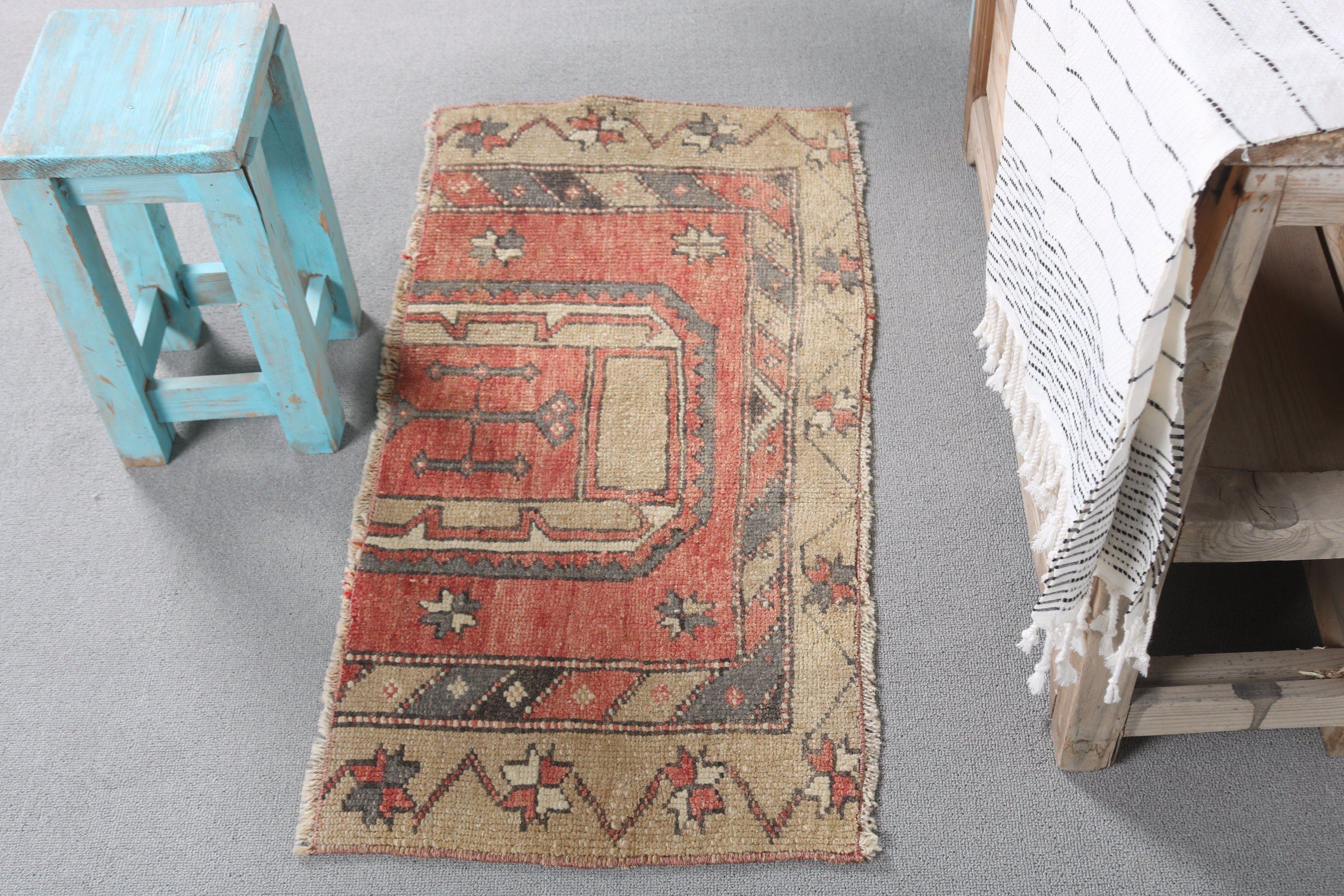 Turkish Rug, Rugs for Entry, Cool Rug, Red Oriental Rug, Vintage Rug, Moroccan Rug, Wall Hanging Rugs, 1.5x3 ft Small Rug, Door Mat Rug