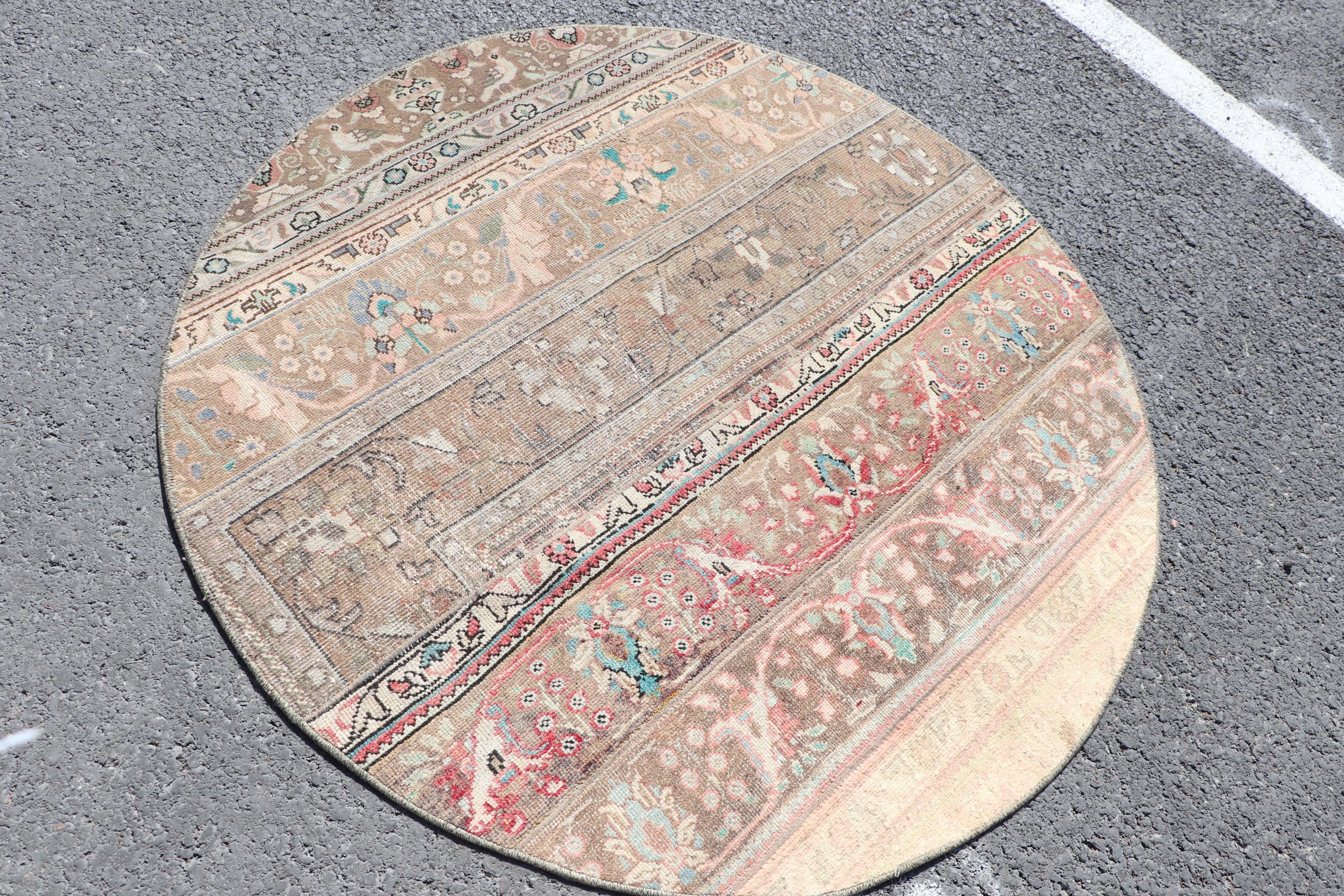 Vintage Rugs, Rugs for Bedroom, Nursery Rugs, Beige Bedroom Rugs, Floor Rug, Handmade Rug, 4.6x4.6 ft Accent Rug, Turkish Rug