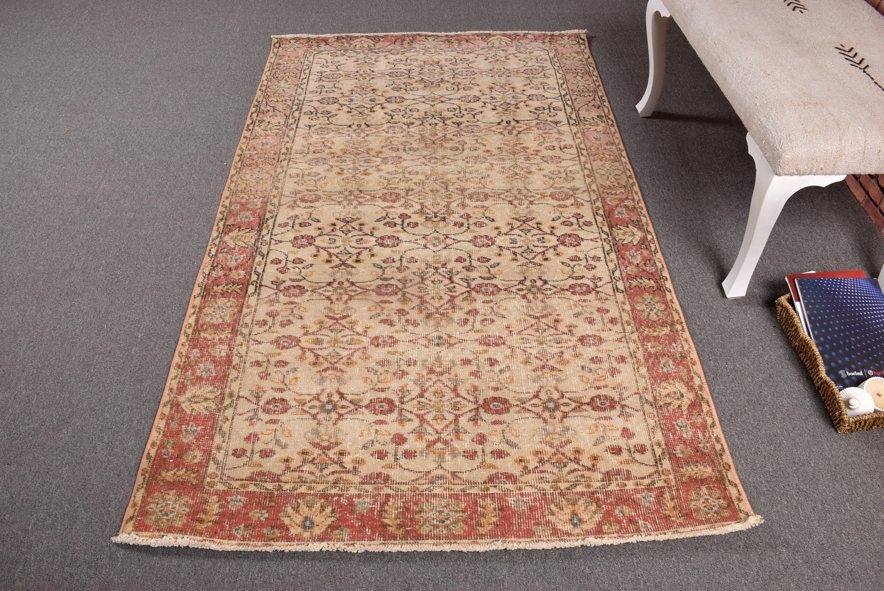 Turkish Rug, Vintage Rugs, Office Rugs, Indoor Rug, Bedroom Rugs, 3.9x6.5 ft Area Rug, Modern Rugs, Living Room Rugs, Beige Home Decor Rug