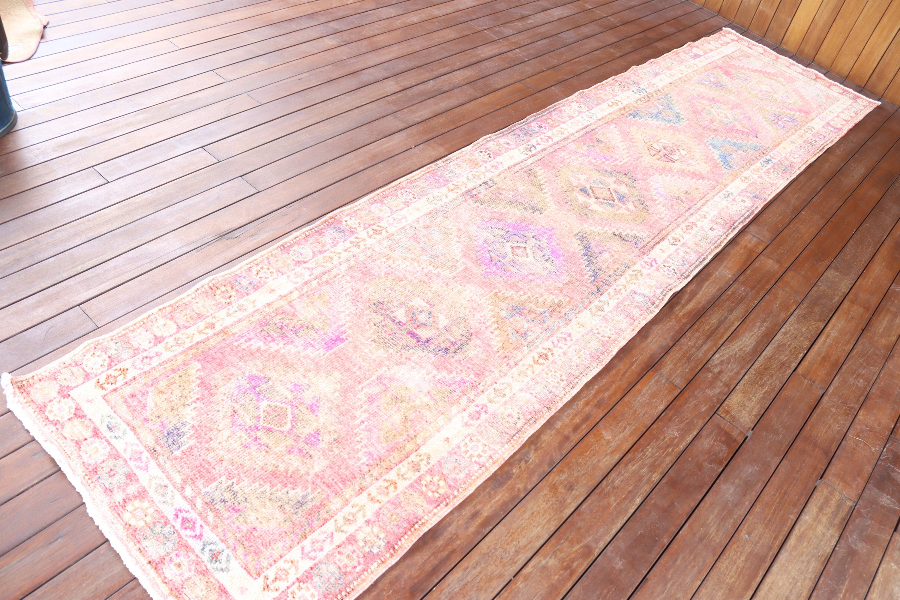 2.6x11.5 ft Runner Rug, Statement Rug, Long Runner Rugs, Oushak Rug, Turkish Rugs, Pink Anatolian Rug, Rugs for Corridor, Vintage Rug