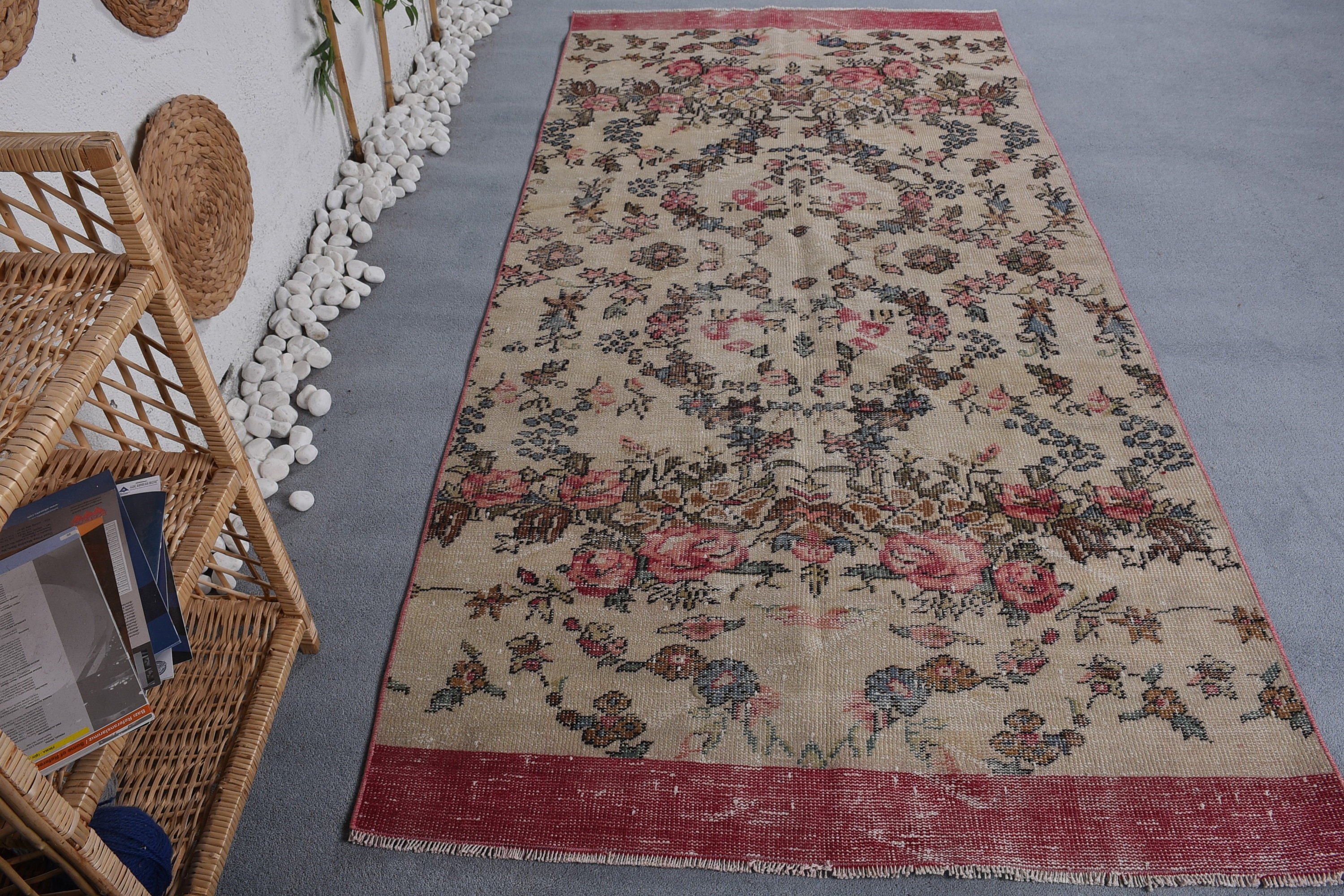 Anatolian Rug, Living Room Rug, Dorm Rug, Turkish Rug, 4.1x8.6 ft Area Rugs, Vintage Rugs, Beige Antique Rugs, Dining Room Rugs, Cool Rugs