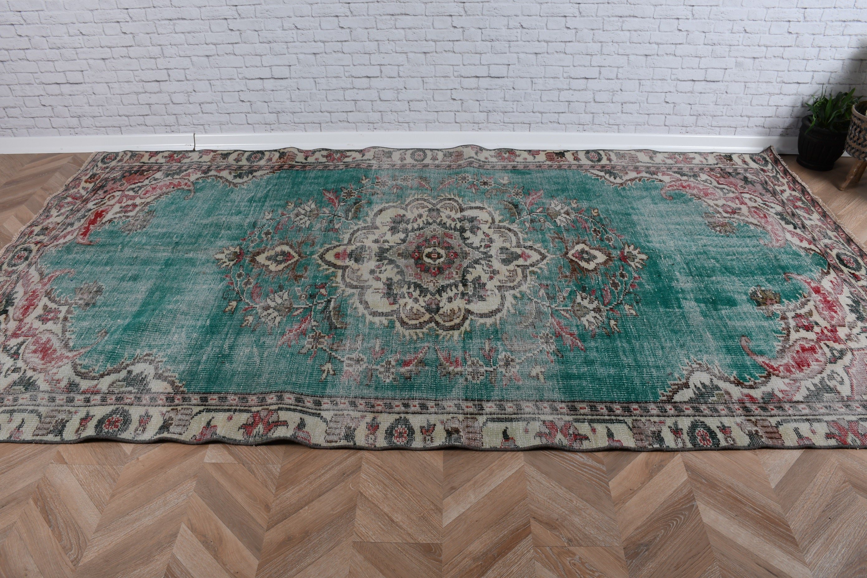 Turkish Rugs, Dining Room Rug, Large Boho Rug, Floor Rugs, 5.6x10.1 ft Large Rug, Vintage Rugs, Statement Rugs, Green Home Decor Rugs