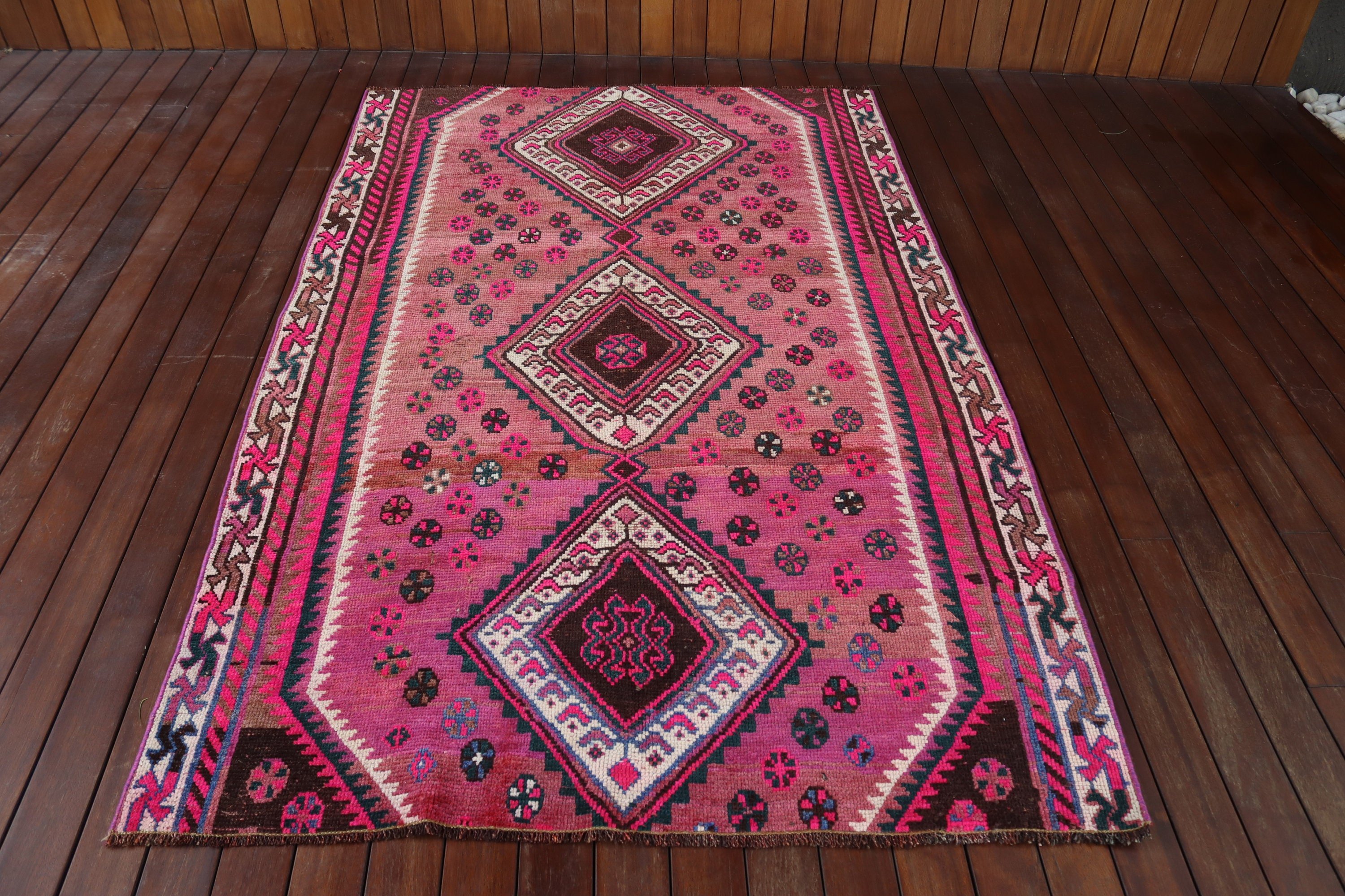 4.3x7 ft Area Rugs, Neutral Rugs, Pink Flatweave Rug, Turkish Rug, Rugs for Living Room, Vintage Rug, Oushak Area Rug, Geometric Rug