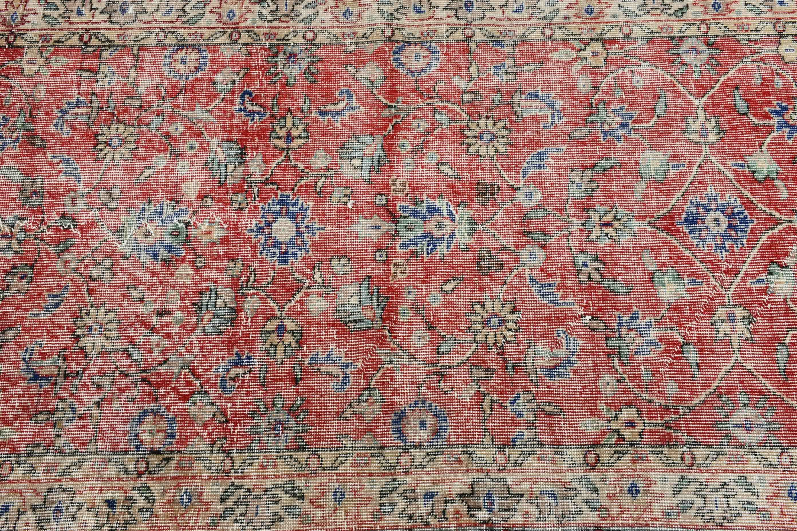 Red Kitchen Rug, 3.3x6.5 ft Accent Rugs, Turkish Rug, Vintage Rugs, Antique Rug, Rugs for Nursery, Retro Rugs, Nursery Rugs, Wool Rugs