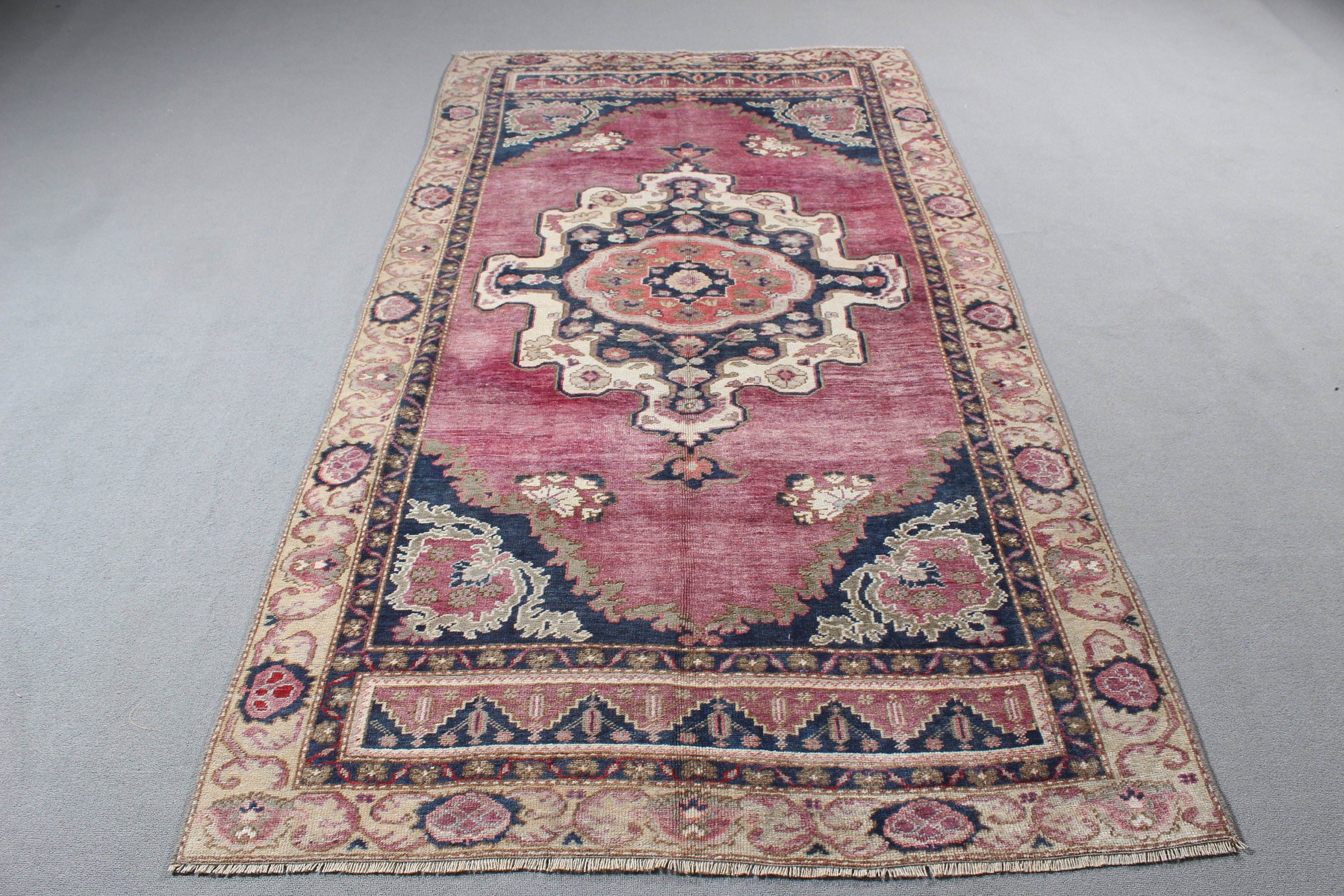 Vintage Halılar, Boho Halılar, 4.6x8.8 ft Büyük Halı, Türk Halısı, Büyük Vintage Halılar, Yemek Odası Halıları, Bohem Halı, Yün Halılar, Mor Boho Halılar