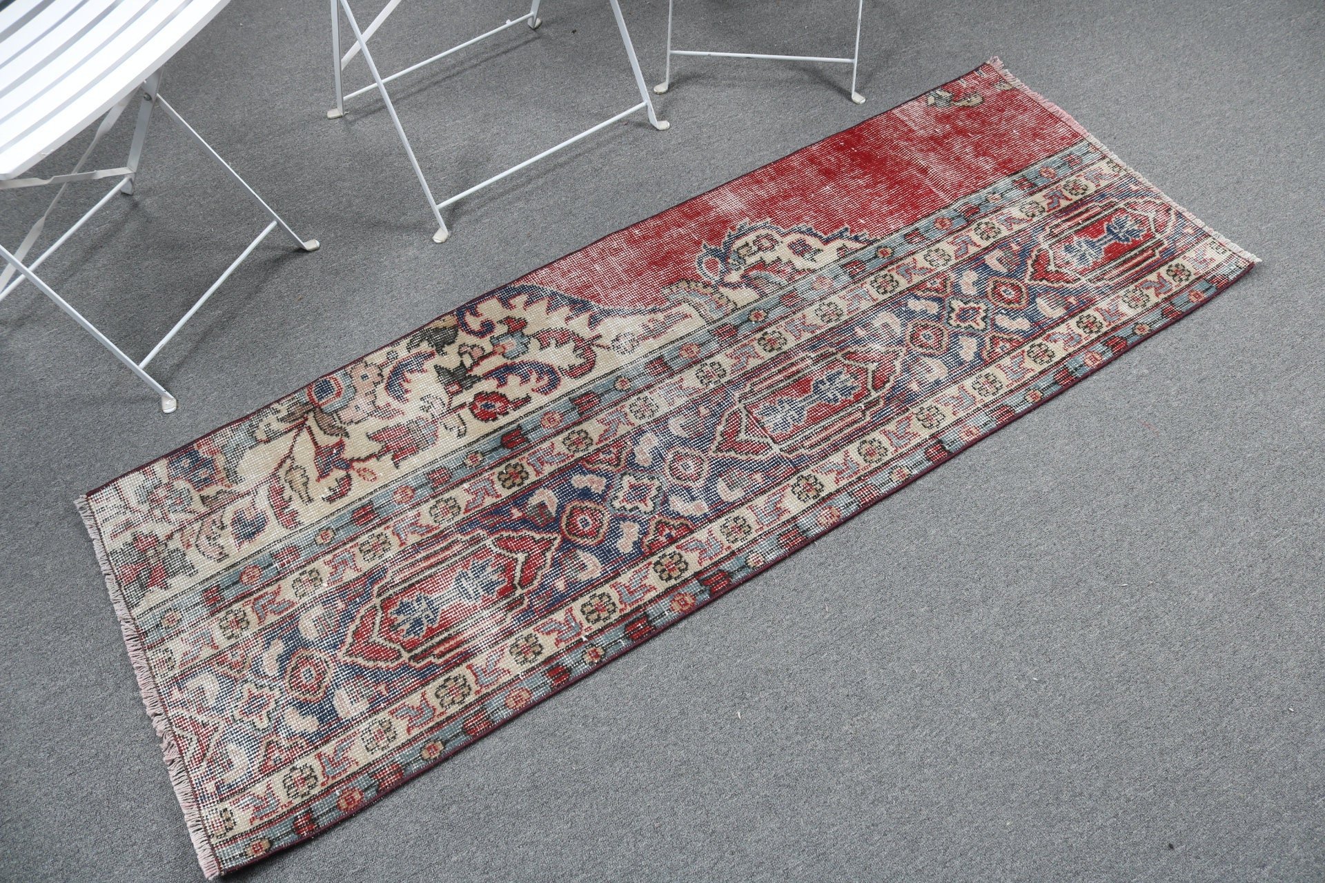 Blue Kitchen Rug, Flatweave Rug, Turkish Rugs, Exotic Rugs, Beni Ourain Runner Rug, Vintage Rugs, 2.1x5.7 ft Runner Rug