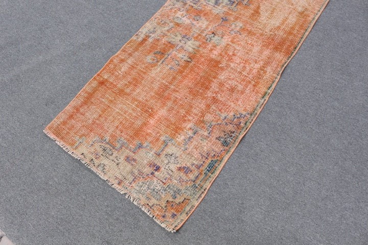 Turkish Rug, Antique Rug, Stair Rug, Oriental Rugs, Orange Kitchen Rugs, 2.3x8.6 ft Runner Rugs, Vintage Rugs, Turkey Rug, Rugs for Runner