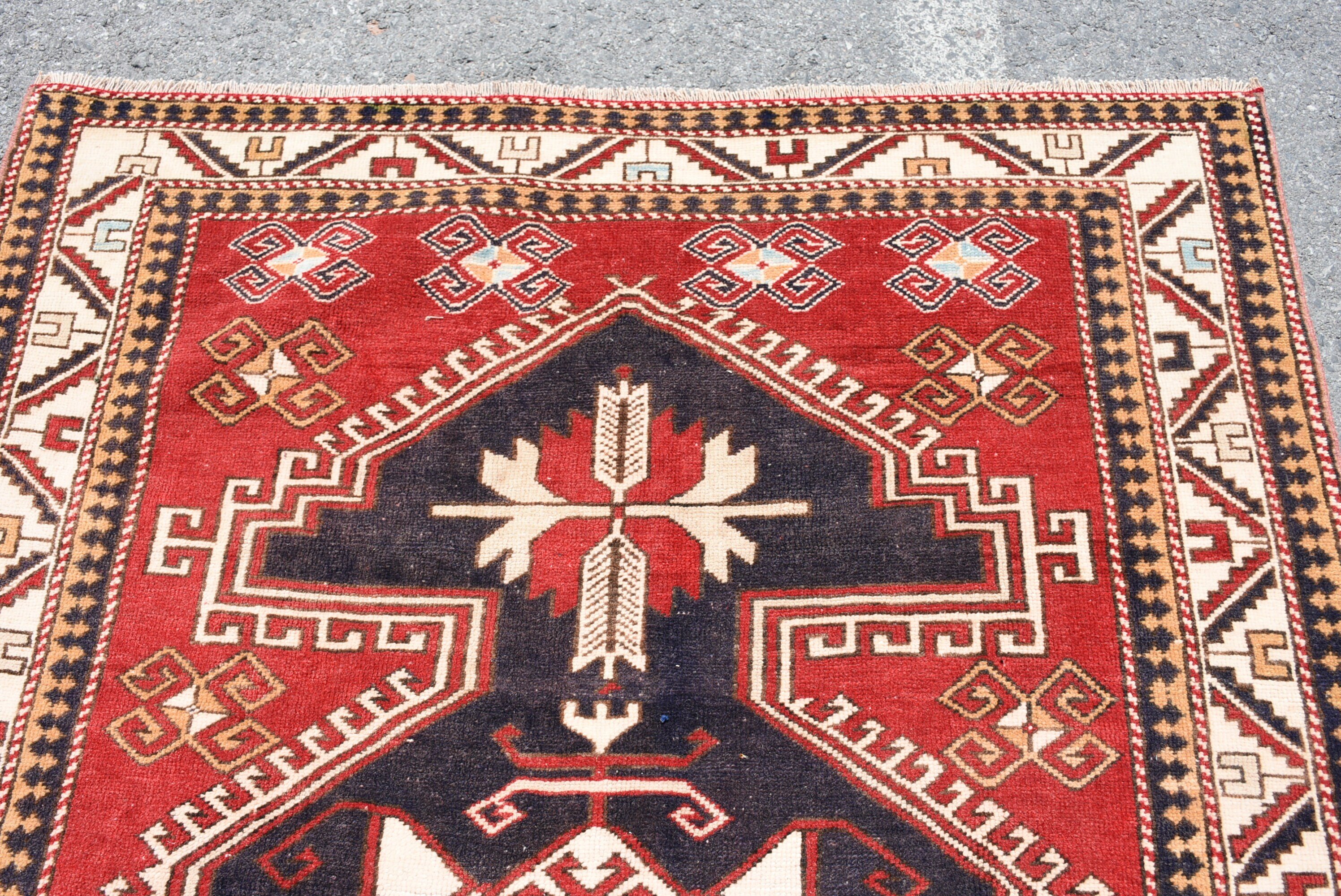 Turkish Rug, Eclectic Rugs, Vintage Rug, Moroccan Rugs, 4.4x6.6 ft Area Rug, Dining Room Rugs, Red Cool Rugs, Rugs for Bedroom, Kitchen Rug