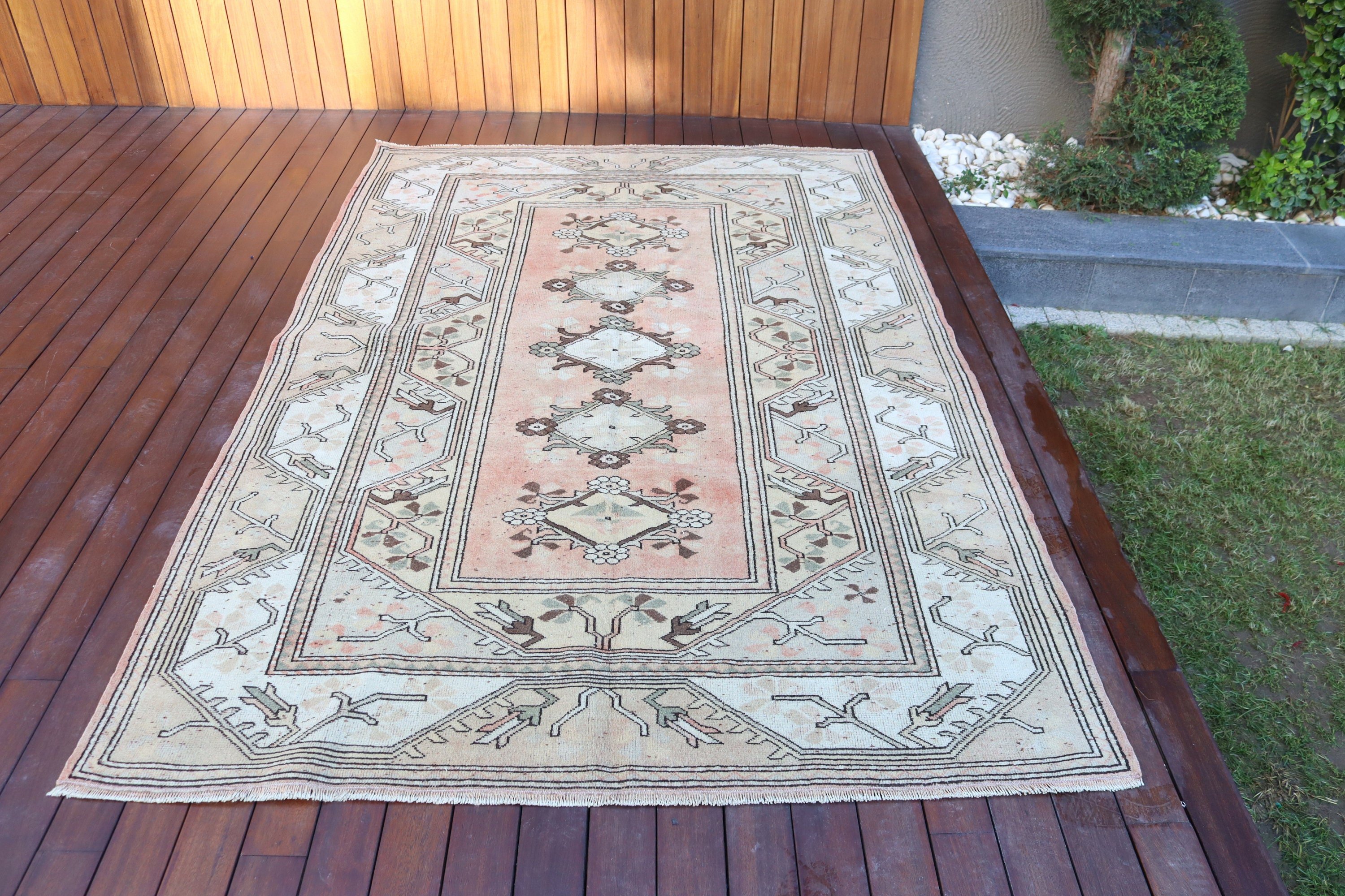 Statement Rugs, Luxury Rugs, Beige Neutral Rug, Turkish Rugs, 5.1x7.7 ft Area Rugs, Oriental Rug, Living Room Rug, Bedroom Rug, Vintage Rug