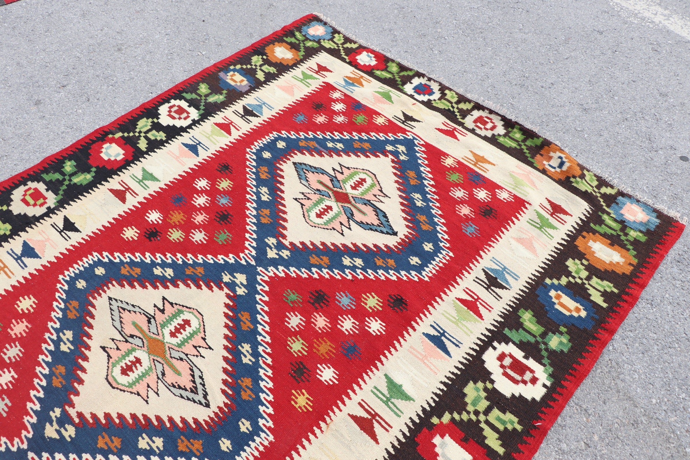 Yatak Odası Halıları, Vintage Halı, Eski Halı, 5.2x8.7 ft Büyük Halı, Yatak Odası Halısı, Oturma Odası Halısı, Kilim, Kırmızı Oushak Halıları, Oushak Halısı, Türk Halısı