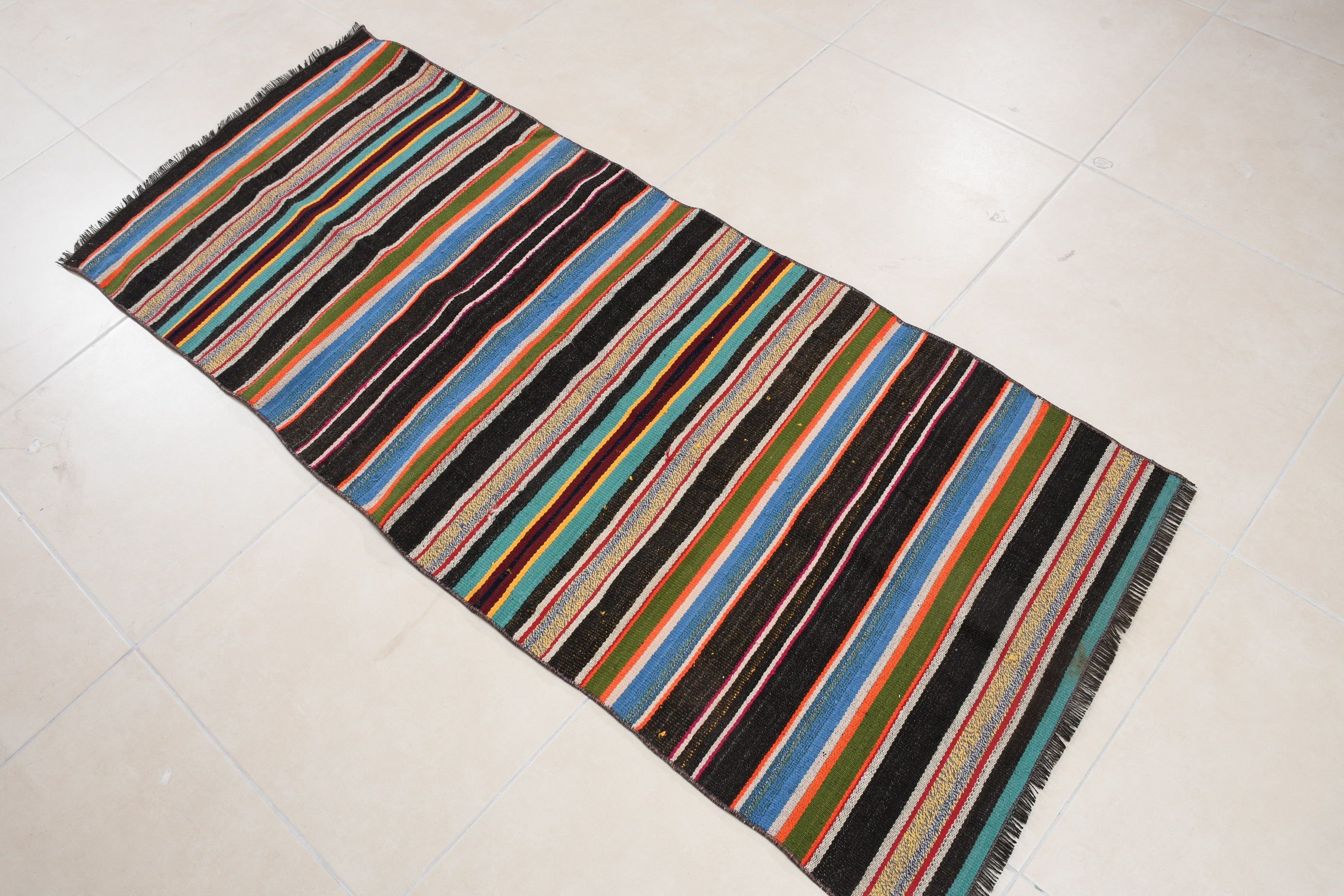 Antik Kilim, Paspas Kilim, Nostaljik Kilim, Yatak odası Kilim, Mavi Oryantal Kilim, 70x167 cm Küçük Kilim, Yatak odası Kilim, Ev Kilim