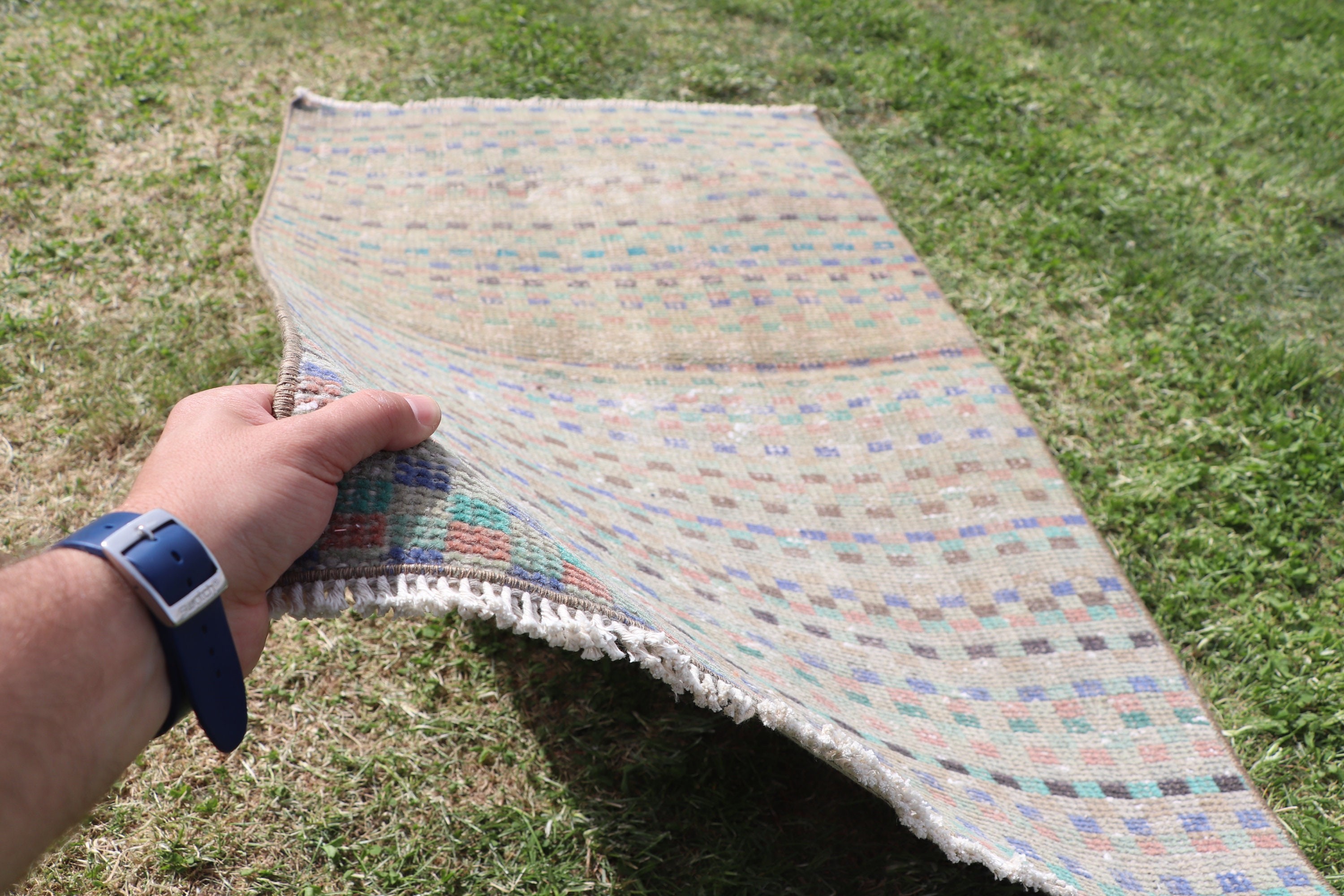 Bej Boho Halılar, 2.1x3.5 ft Küçük Halılar, Oryantal Halılar, Bohem Halılar, Türk Halıları, Vintage Halı, Mutfak Halısı, Yer Halısı, Duvara Asılı Halı