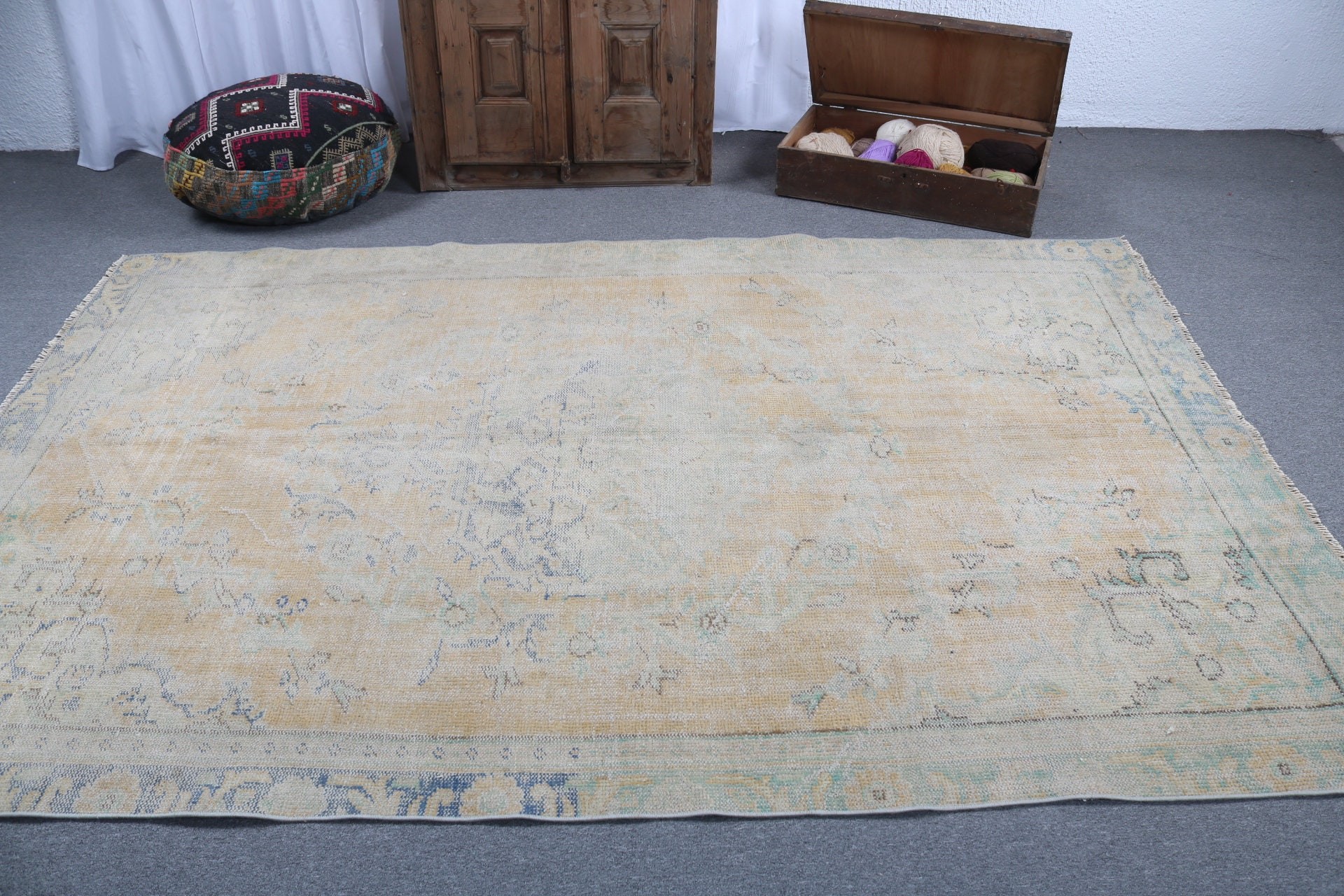 Yatak Odası Halıları, Büyük Boho Halısı, Türk Halısı, Boho Halısı, Geometrik Halılar, Turuncu Antika Halılar, 5.8x8.8 ft Büyük Halılar, Vintage Halı, Modern Halılar