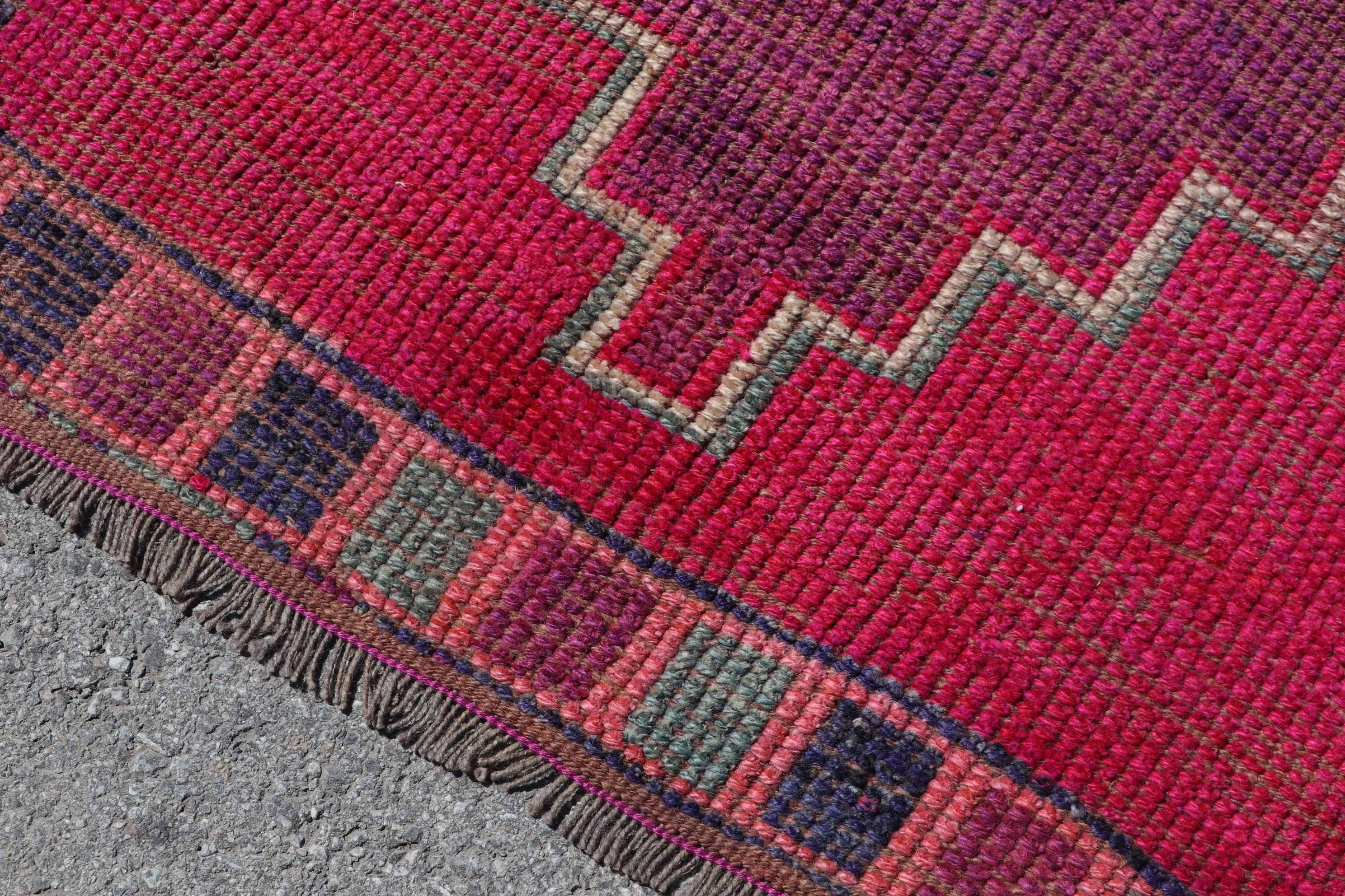 Pink Kitchen Rugs, Stair Rugs, Rugs for Corridor, Turkish Rug, Vintage Rugs, 3x9.6 ft Runner Rug, Anatolian Rug, Floor Rugs