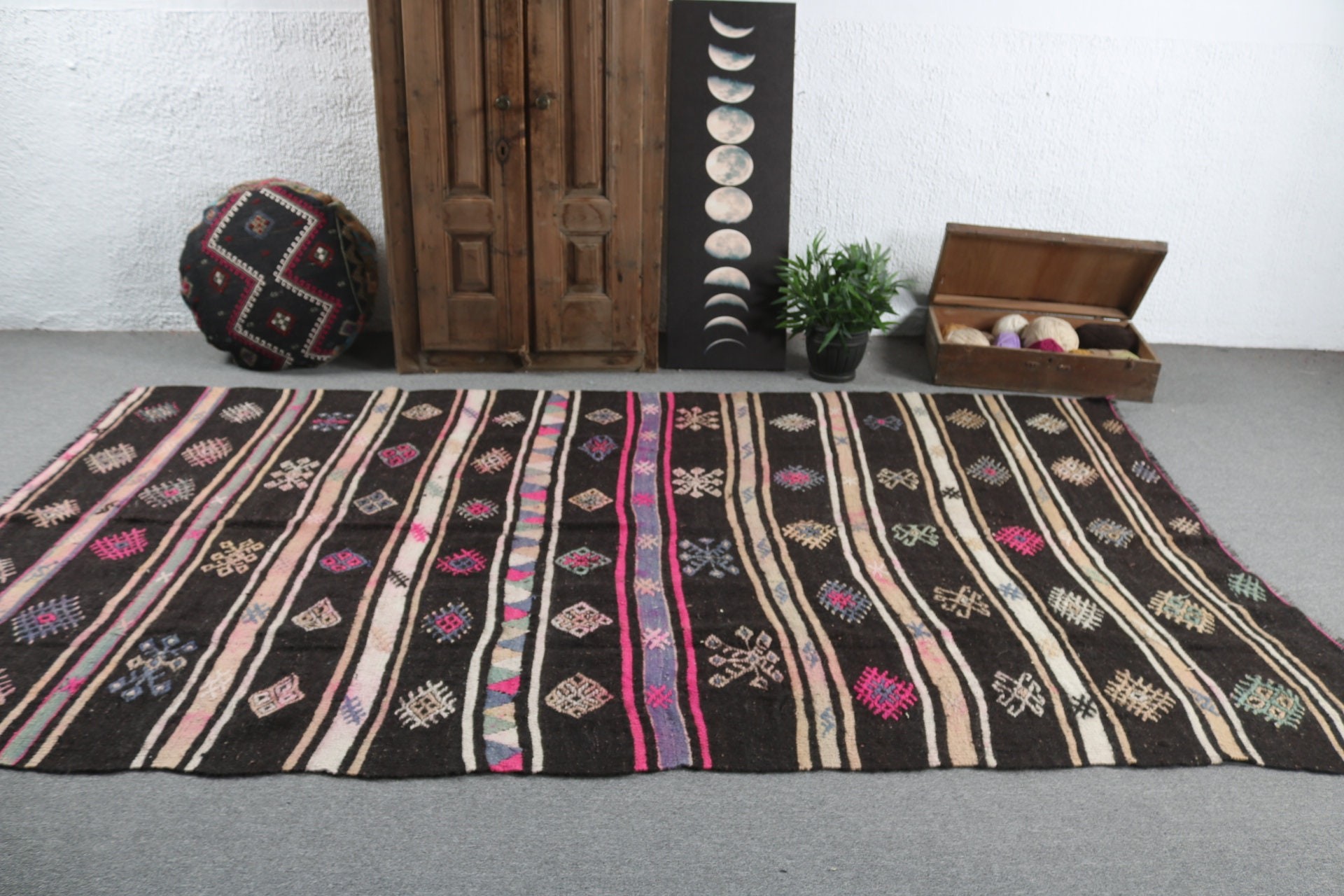 Vintage Halılar, 5.7x10.3 ft Büyük Halı, Oturma Odası Halıları, Kahverengi Antika Halılar, Yer Halıları, Türk Halıları, Salon Halıları, Yatak Odası Halısı, Kilim