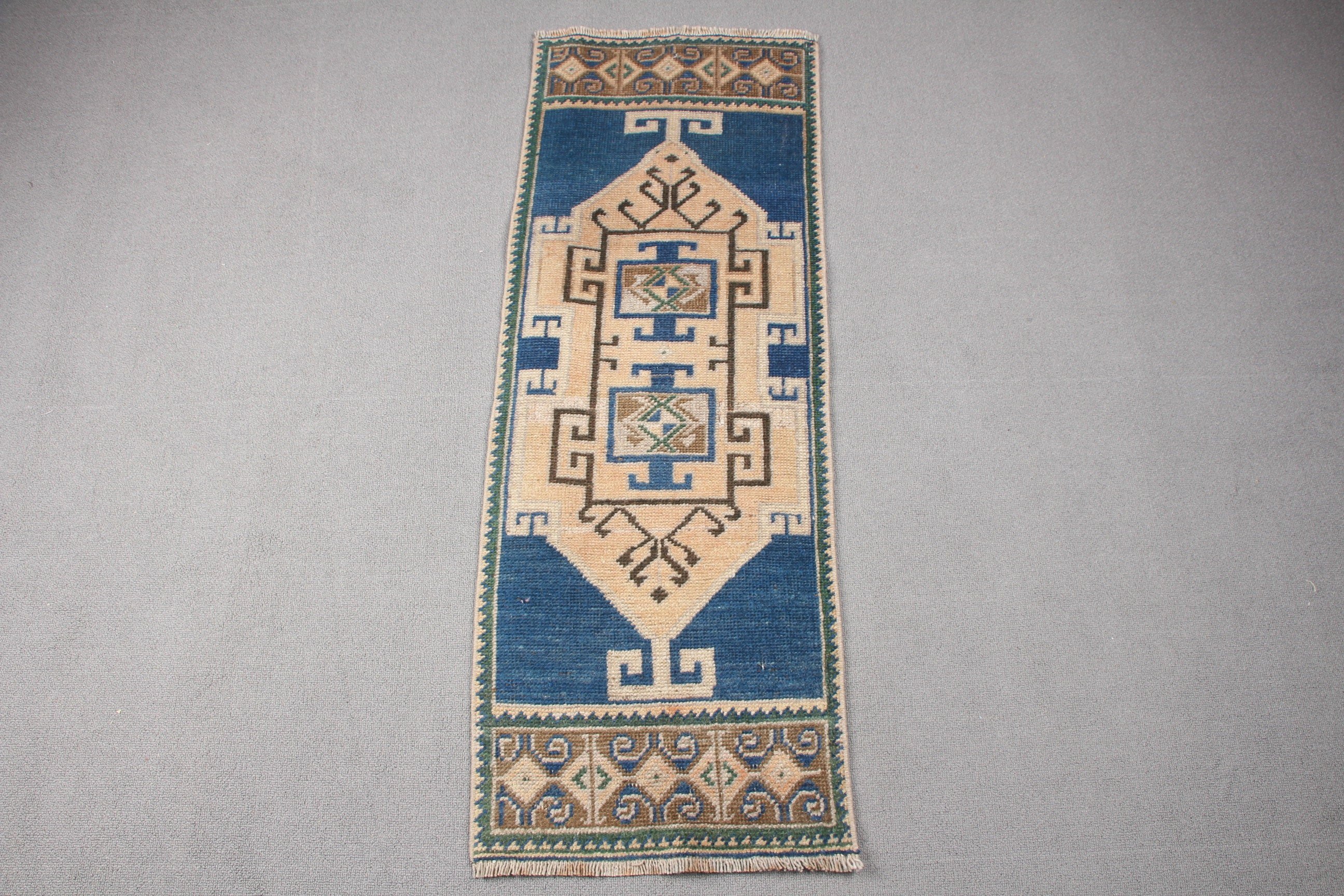 Vintage Rug, Antique Rugs, Bathroom Rugs, Turkish Rugs, Blue Bedroom Rug, Nursery Rug, Anatolian Rug, Retro Rugs, 1.3x3.7 ft Small Rug