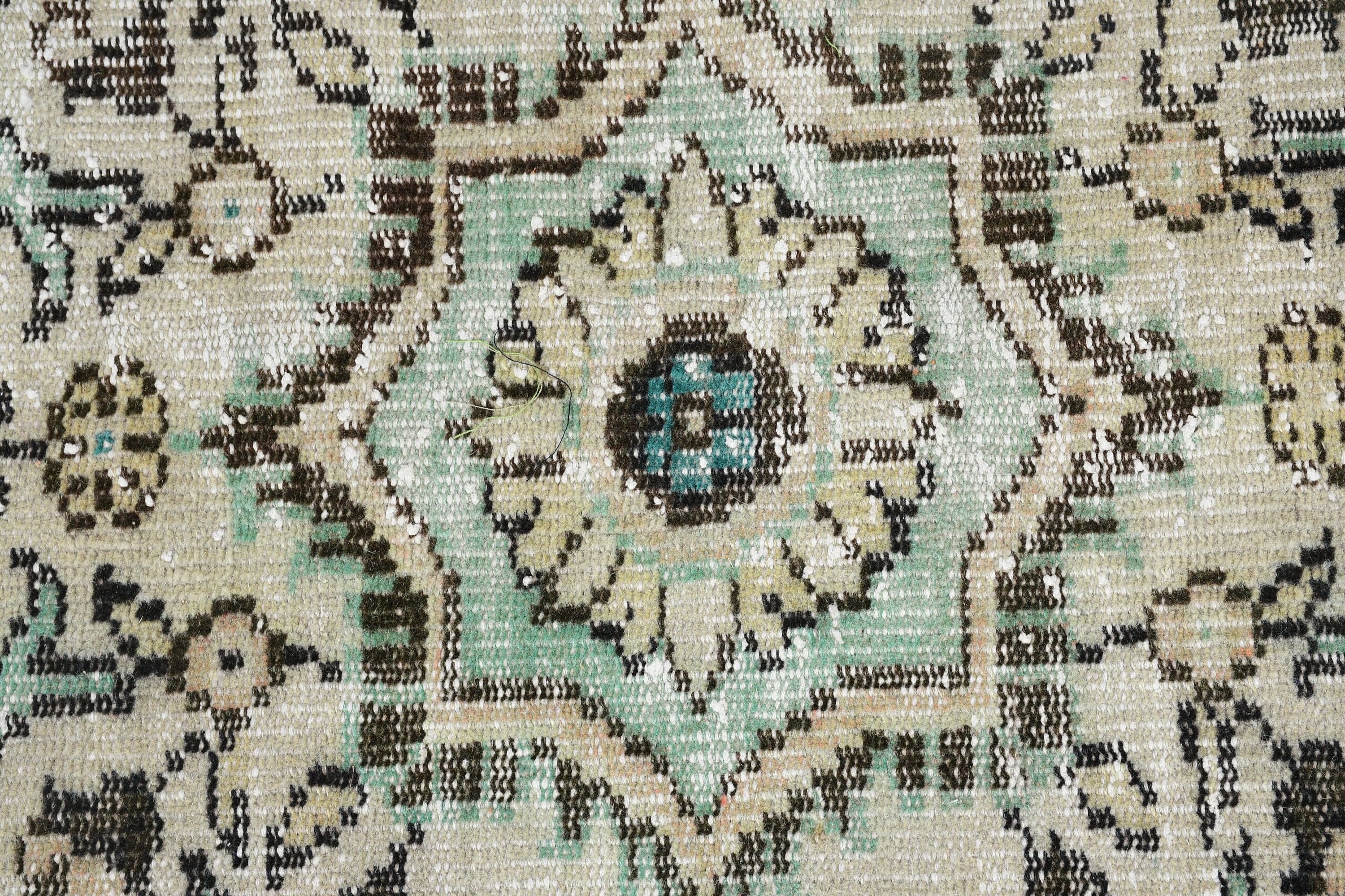 Wool Rugs, 3x7.2 ft Accent Rugs, Rugs for Kitchen, Kitchen Rug, Turkish Rugs, Entry Rugs, Green Oriental Rug, Vintage Rug