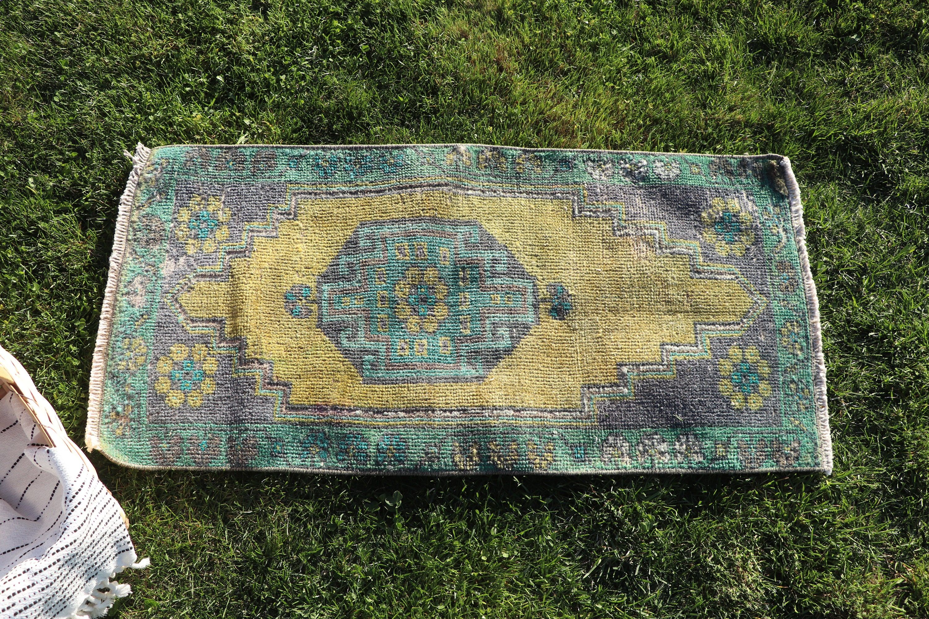 1.5x3.1 ft Küçük Halılar, Açıklama Halısı, Yatak Odası Halıları, Vintage Halı, Ev Dekor Halıları, Türk Halısı, Sarı Lüks Halılar, Duvara Asılı Halı