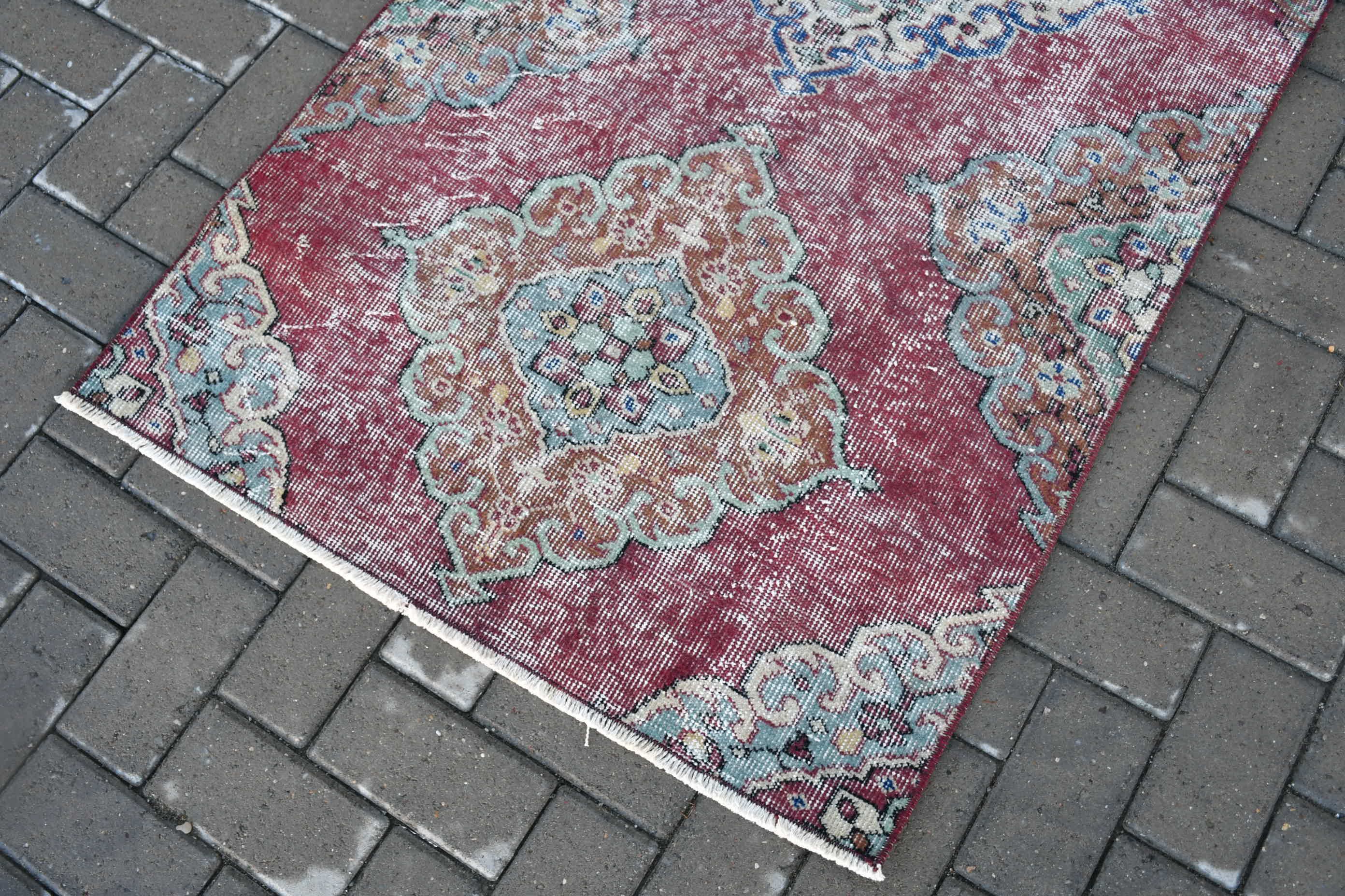 Turkish Rug, Door Mat Rug, Abstract Rugs, Vintage Rug, Purple  2.9x4 ft Small Rug, Home Decor Rug, Wall Hanging Rug, Floor Rug