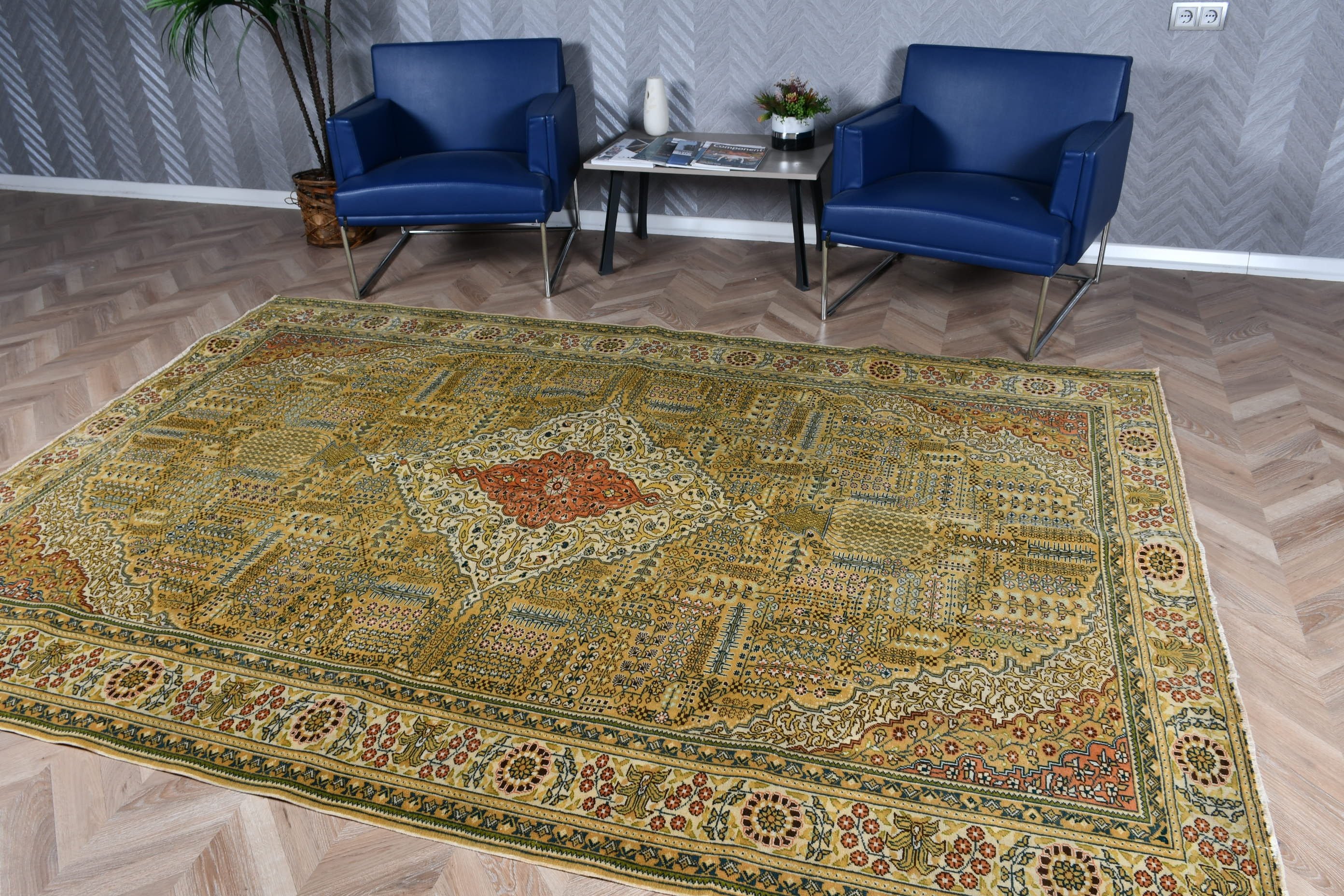 Fas Halısı, 6.5x9.4 ft Büyük Halı, Yemek Odası Halıları, Soluk Halı, Oturma Odası Halısı, Yün Halıları, Vintage Halı, Bej Ev Dekorasyonu Halısı, Türk Halıları