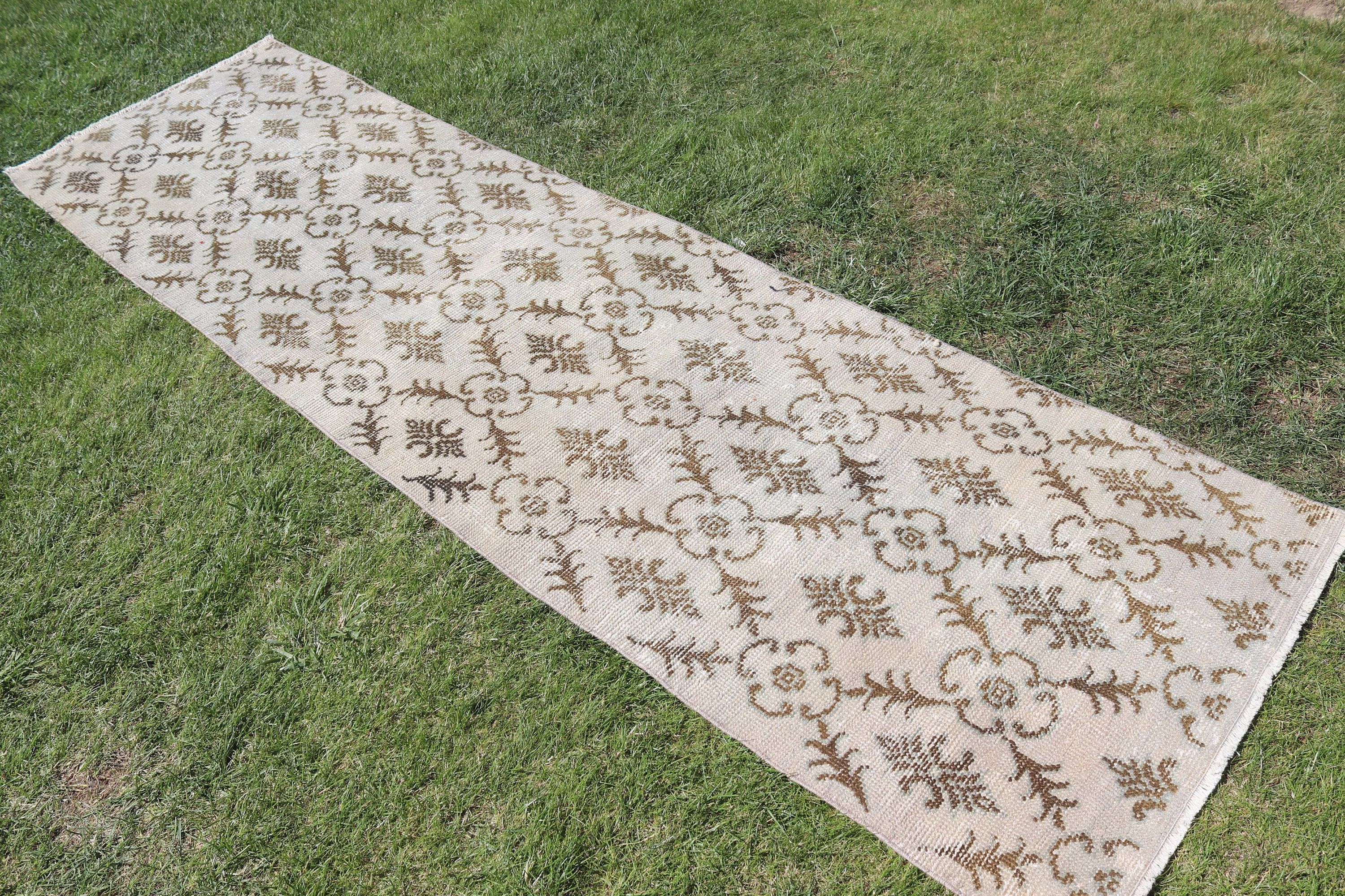 Beige Modern Rugs, Vintage Rugs, Beni Ourain Runner Rug, Anatolian Rug, Antique Rugs, Turkish Rug, 2.6x9 ft Runner Rug, Vintage Runner Rugs