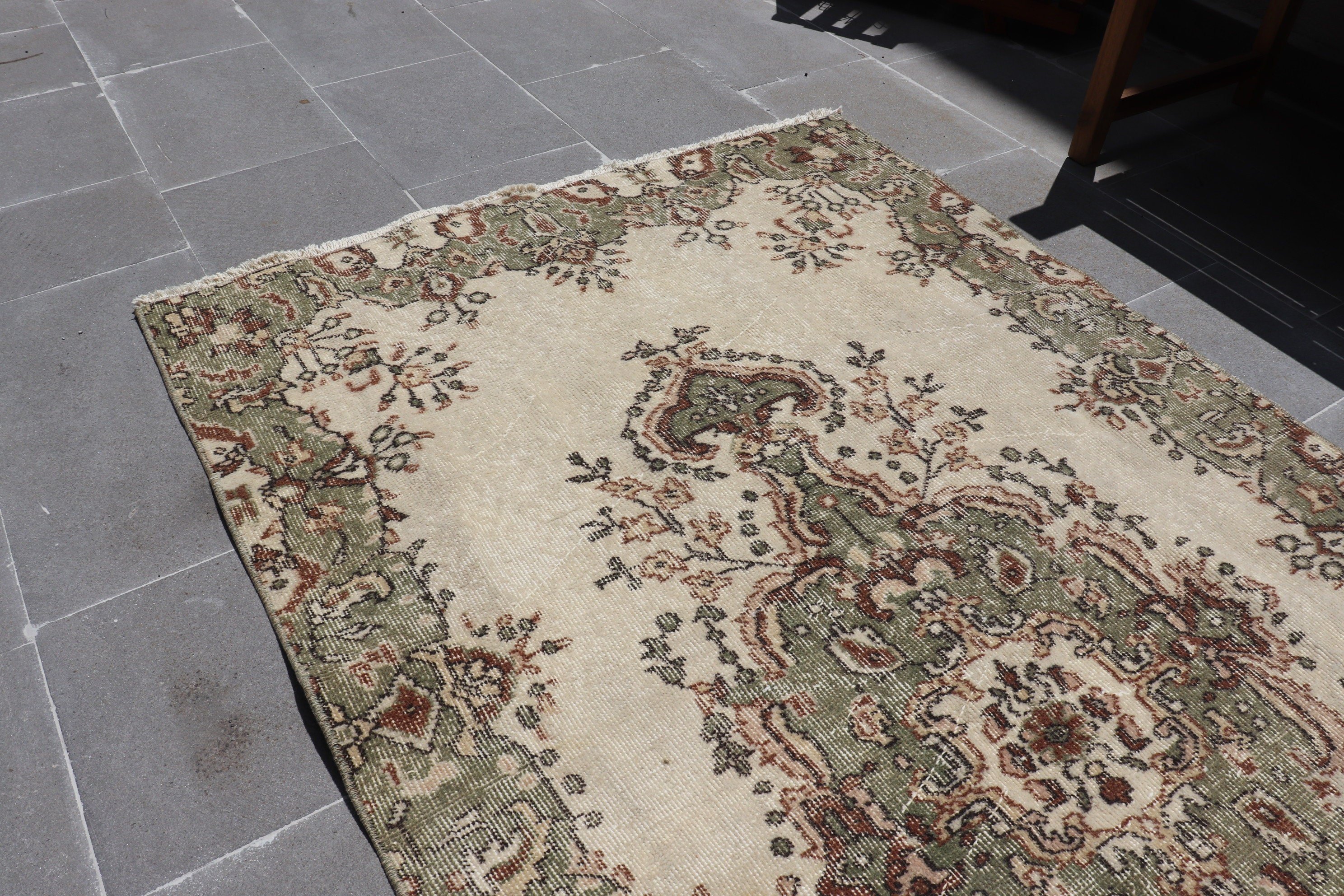 Wool Rugs, Cool Rug, Turkish Rug, Rugs for Dining Room, Vintage Rugs, 3.6x6.7 ft Area Rug, Turkey Rug, Kitchen Rug, Beige Bedroom Rug