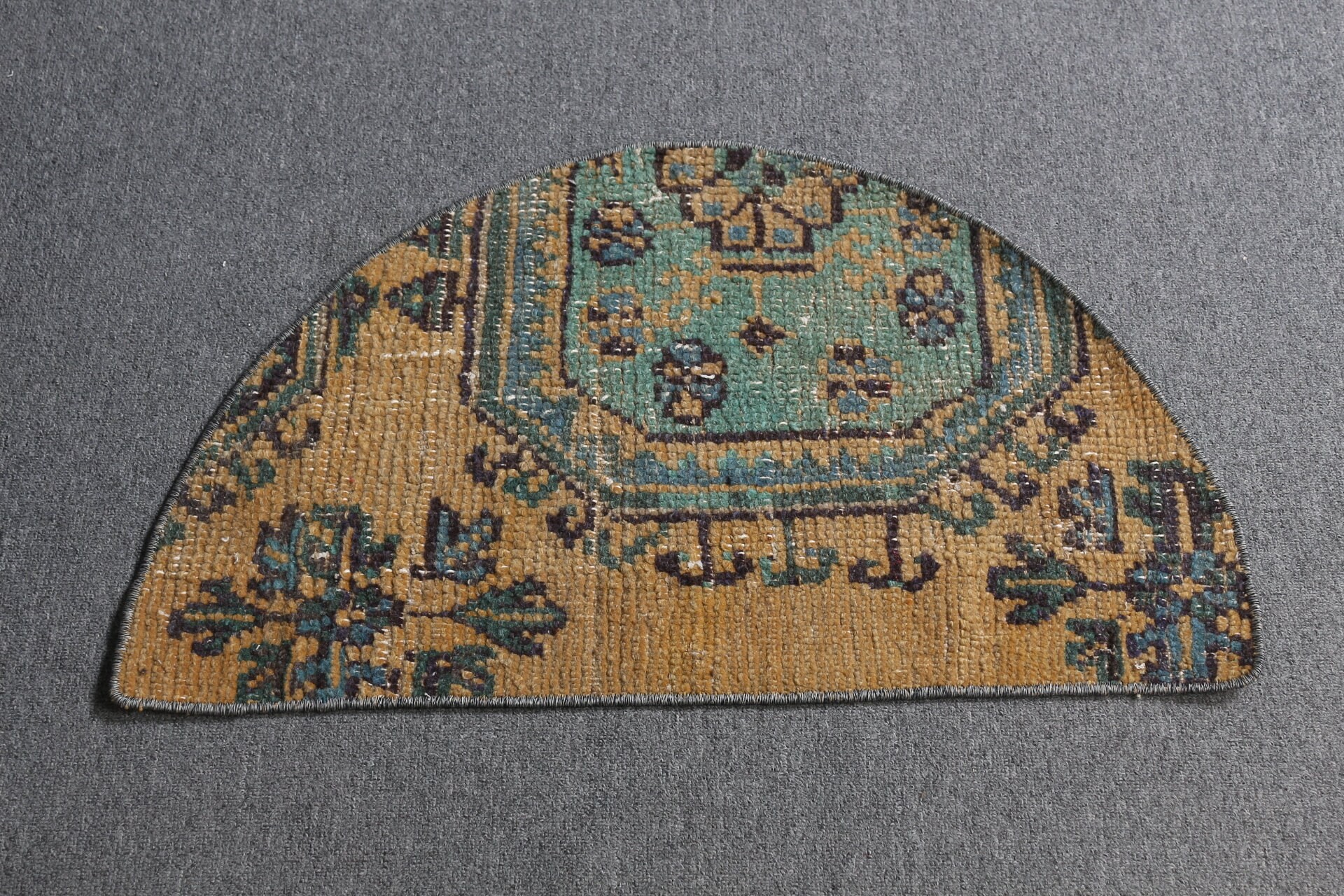 Vintage Halı, Etnik Halılar, Yeşil 2.5x1.5 ft Küçük Halılar, Çocuk Halısı, Banyo Halısı, Anadolu Halısı, Türk Halısı