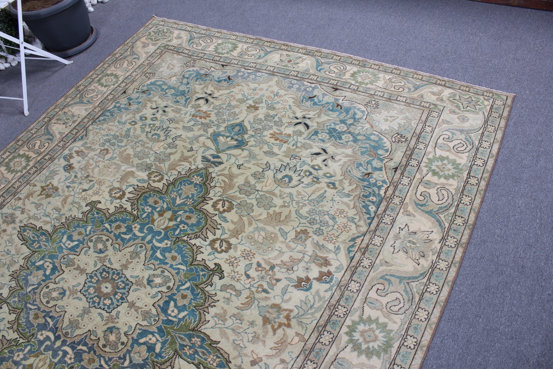 Green Cool Rug, Turkish Rug, Bohemian Rug, Floor Rugs, Salon Rug, 6.3x9.5 ft Large Rugs, Oriental Rug, Vintage Rug, Dining Room Rugs